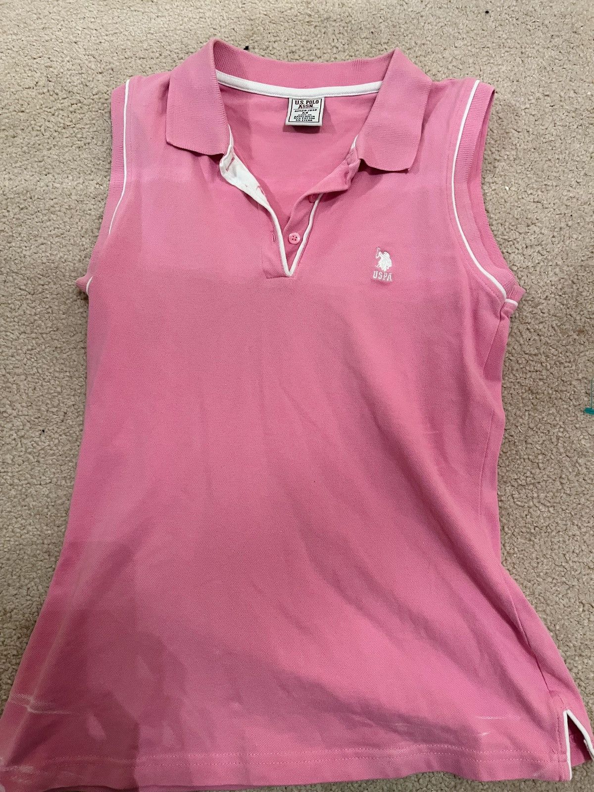 U.S. Polo Assn. Pink sleeveless polo with white detailing Size M / US 6-8 / IT 42-44 - 1 Thumbnail