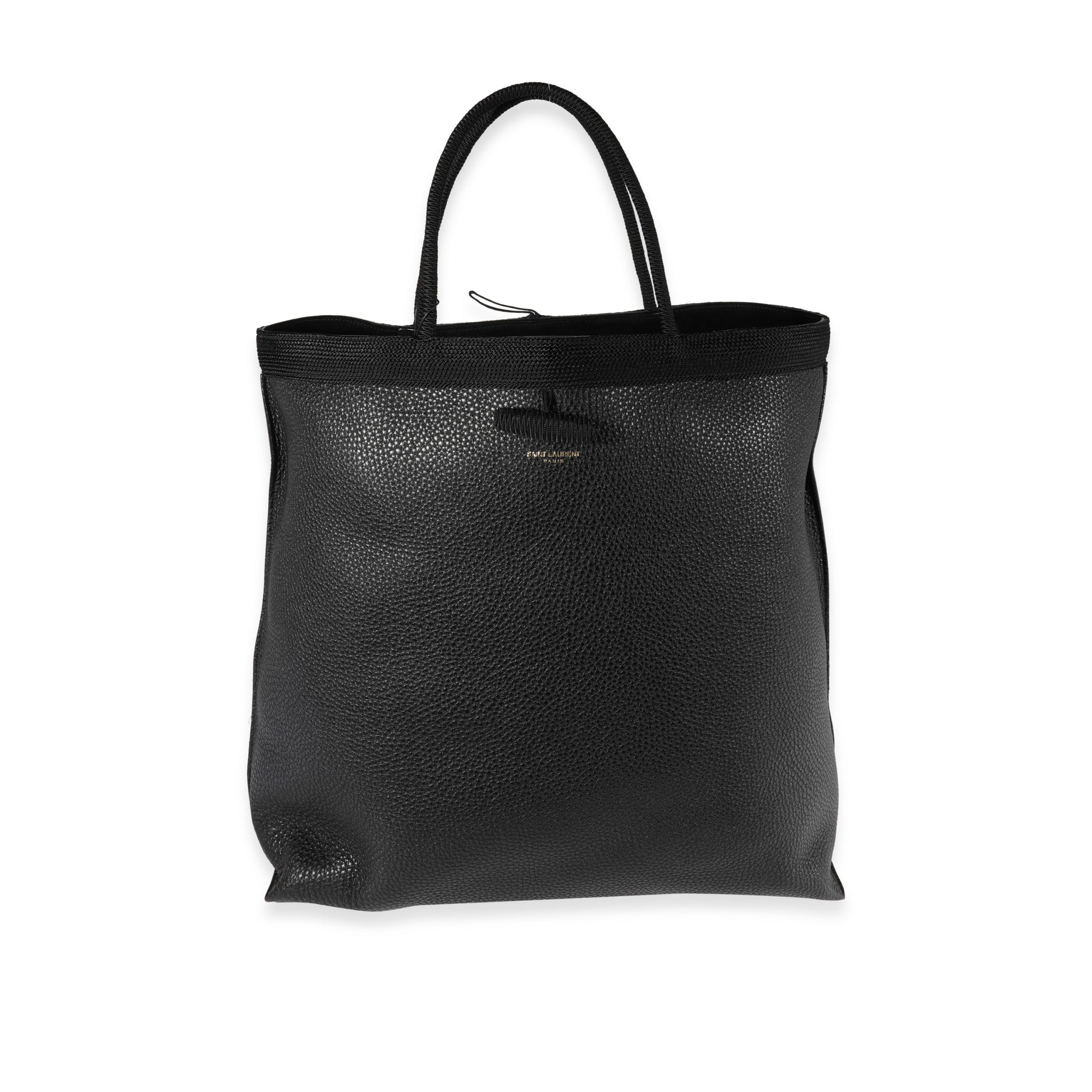 image of YVES Saint Laurent Black Grained Leather Passamaneria Patti Tote, Women's