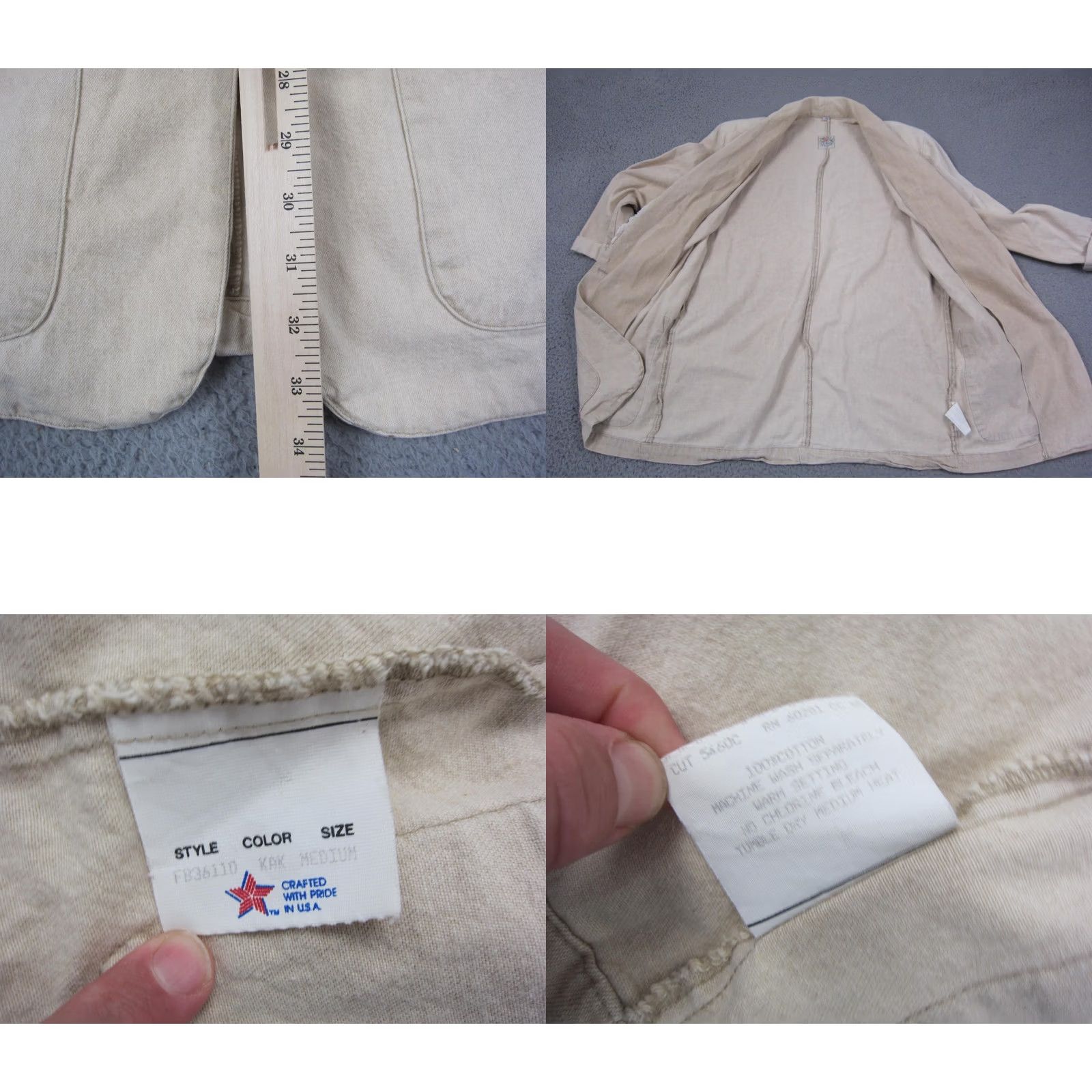 Cherokee VINTAGE Cherokee Blazer Jacket Womens M Creme Khaki Lace Trim Made in USA Size M / US 6-8 / IT 42-44 - 8 Thumbnail