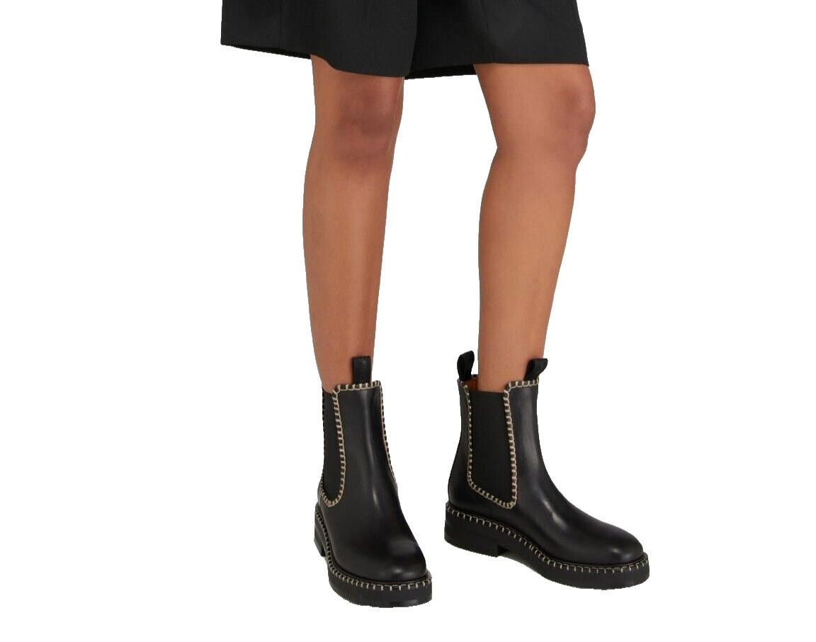 chloma Chloé EU 38 US8 Black Noua Chelsea Boots Leather Ankle $1500 Size US 8 / IT 38 - 1 Thumbnail