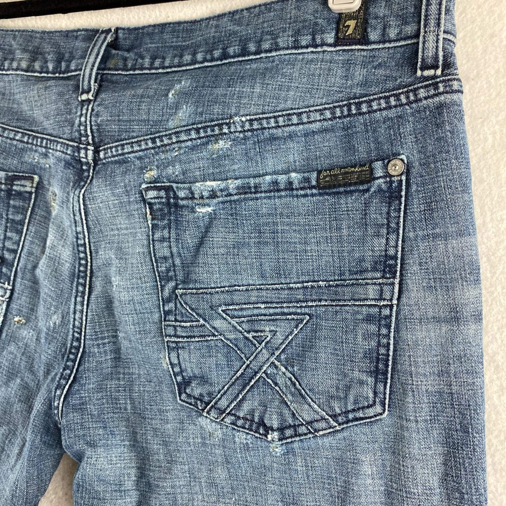 7 For All Mankind 7 For All Mankind Jeans Mens 36 Blue Straight Distressed Denim Size US 36 / EU 52 - 2 Thumbnail