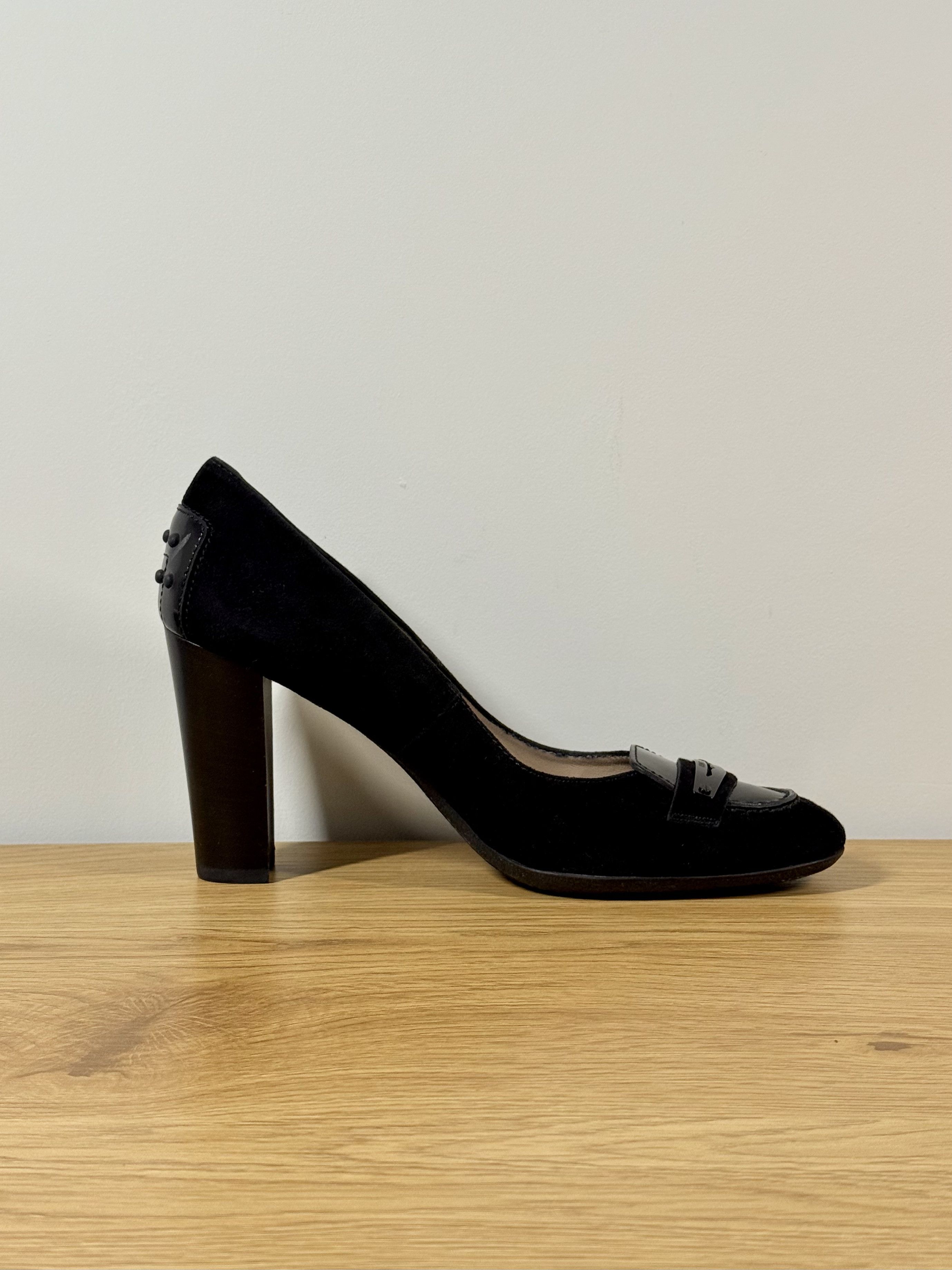 Tod's Tod's Black Suede Penny Loafer Pumps EU39 Size US 9 / IT 39 - 3 Thumbnail