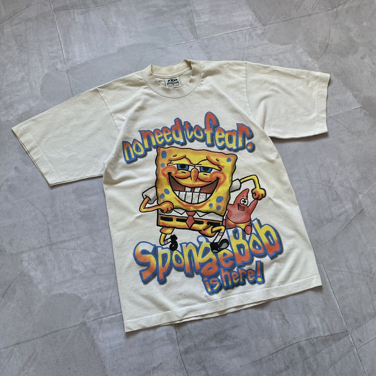 image of Anima x Nickelodeon Vintage 1999-2000 Spongebob Patrick OG True Big Logo T-Shirt in White (Size Med