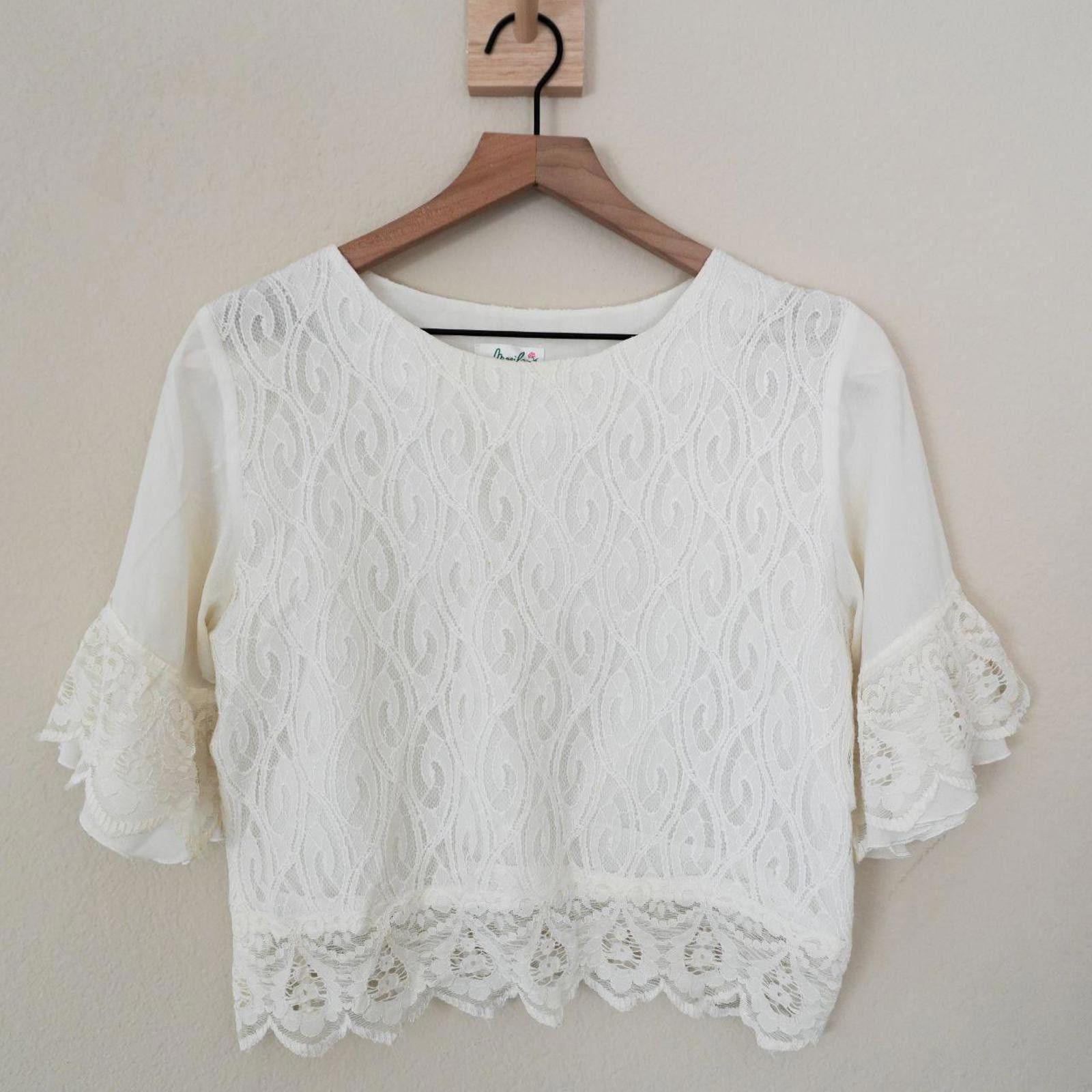 Other Meeilan Shirt Women's White Shirt Fashion Lace Top Size M / US 6-8 / IT 42-44 - 1 Thumbnail