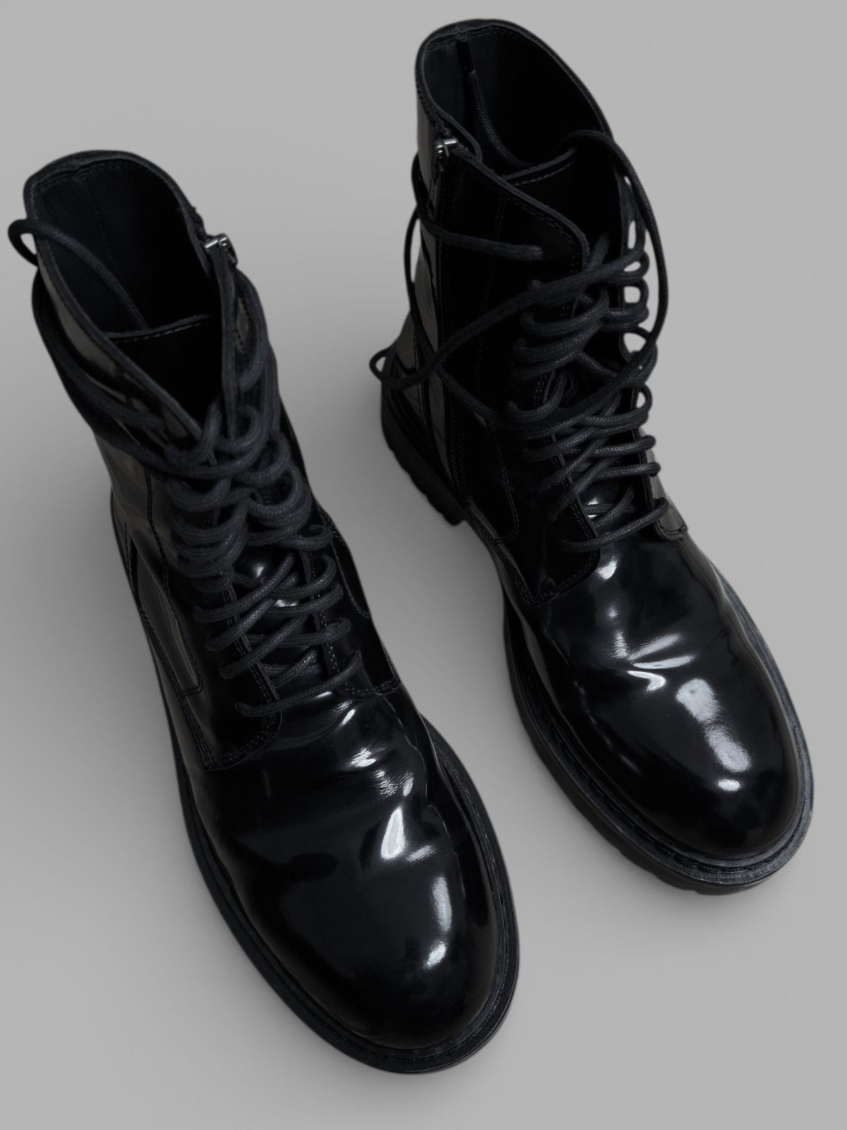 Ann Demeulemeester FW2014 Ann Demeulemeester Patent Leather Combat Biker Boots Size US 9 / EU 42 - 7 Thumbnail