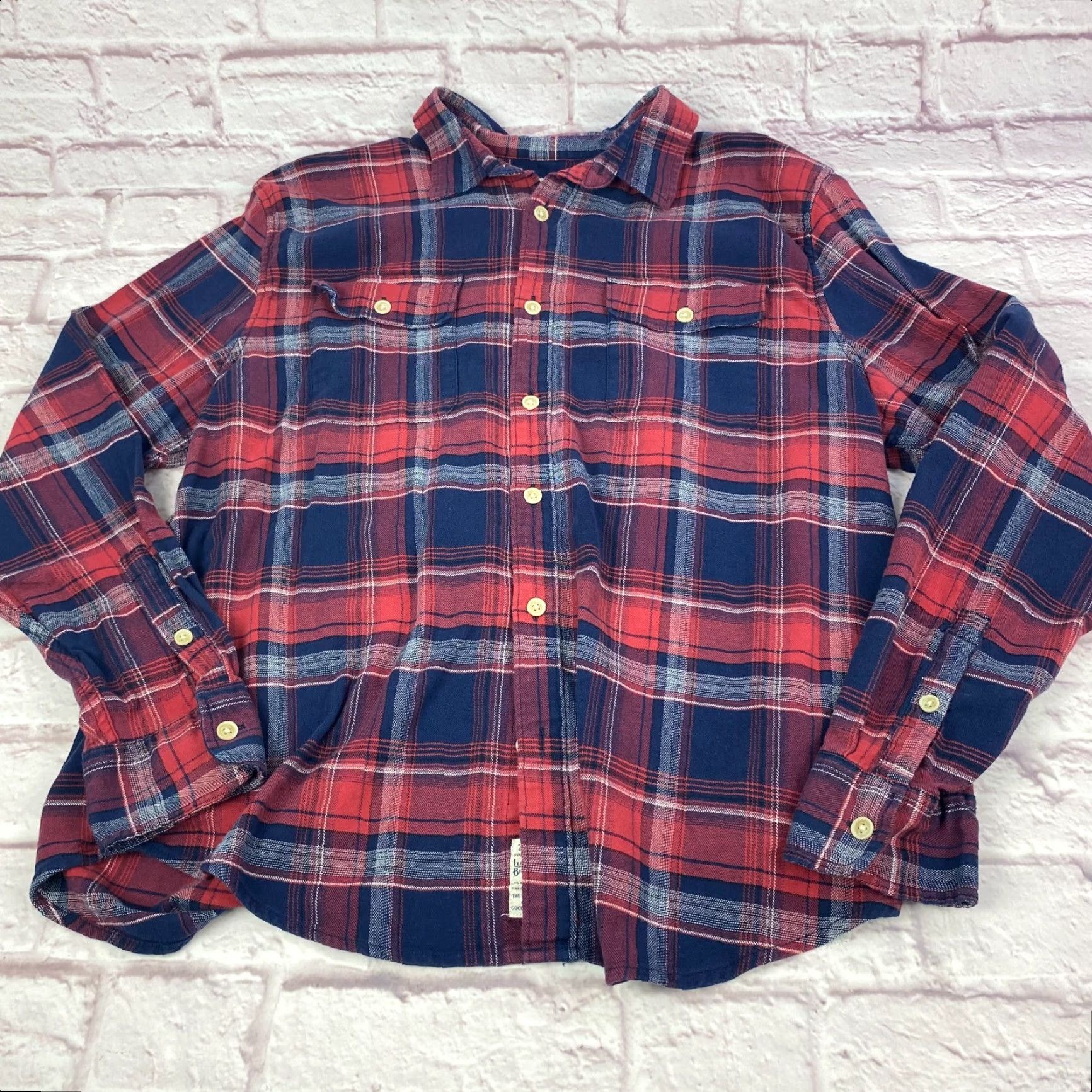 Lucky Brand VINTAGE Lucky Brand Mens Flannel Button Up Shirt XL Saturday Plaid Casual Stretch 44 in Chest Size US XL / EU 56 / 4 - 3 Thumbnail