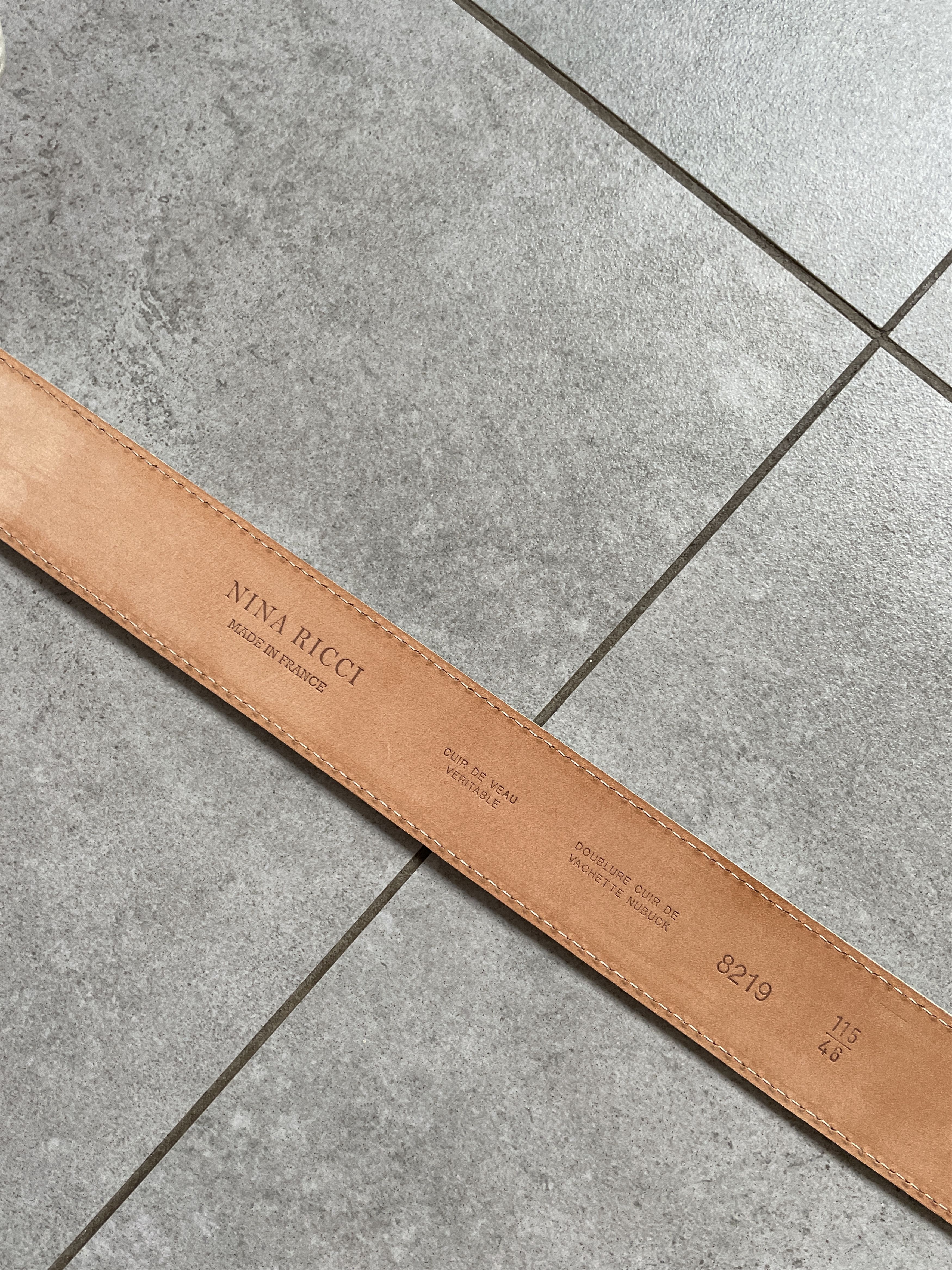 Japanese Brand Y2K NINA RICCI WHITE ROSE GOLD LEATHER BELT Size ONE SIZE - 7 Thumbnail