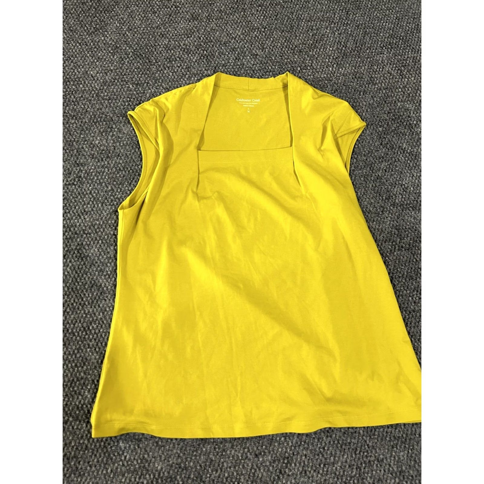 Coldwater Creek Coldwater Creek Shirt Womens Large Yellow Square Neck Cap Sleeve T-Shirt Size L / US 10 / IT 46 - 3 Thumbnail