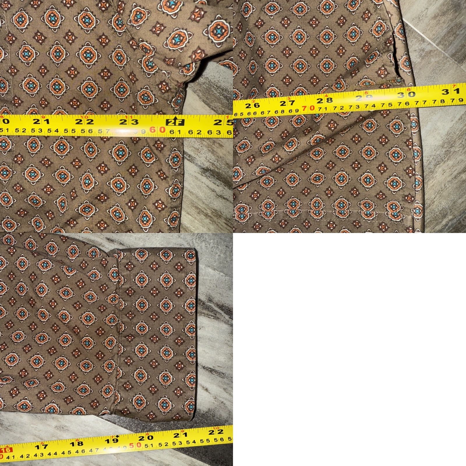 Altea Cinch Men's Medium Western Shirt Button Front Brown Teal Geometric Long Sleeve Shirt Men Size US M / EU 48-50 / 2 - 9 Thumbnail