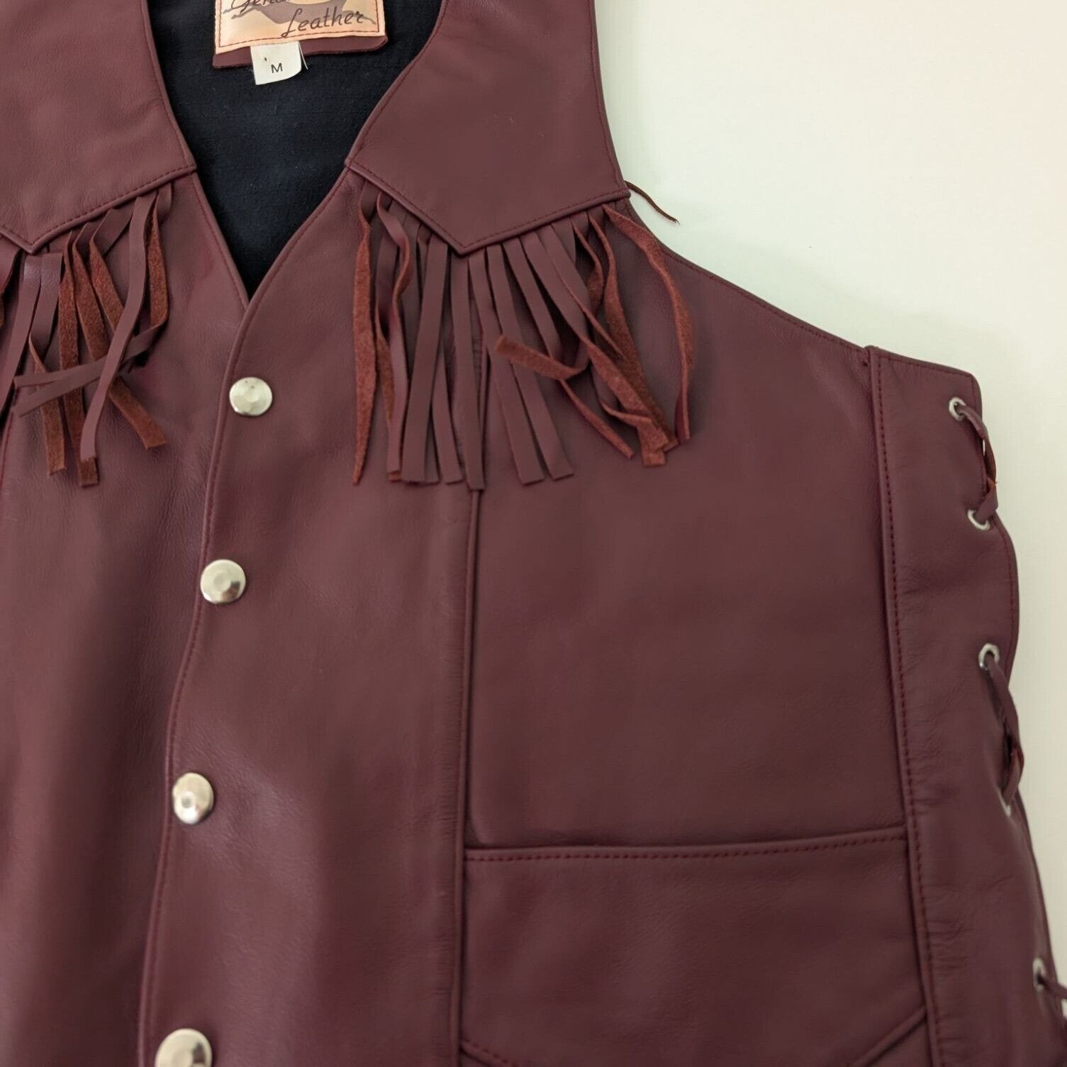 Designer Genuine Leather Fringe Vest Womens Size Medium Size M / US 6-8 / IT 42-44 - 3 Thumbnail