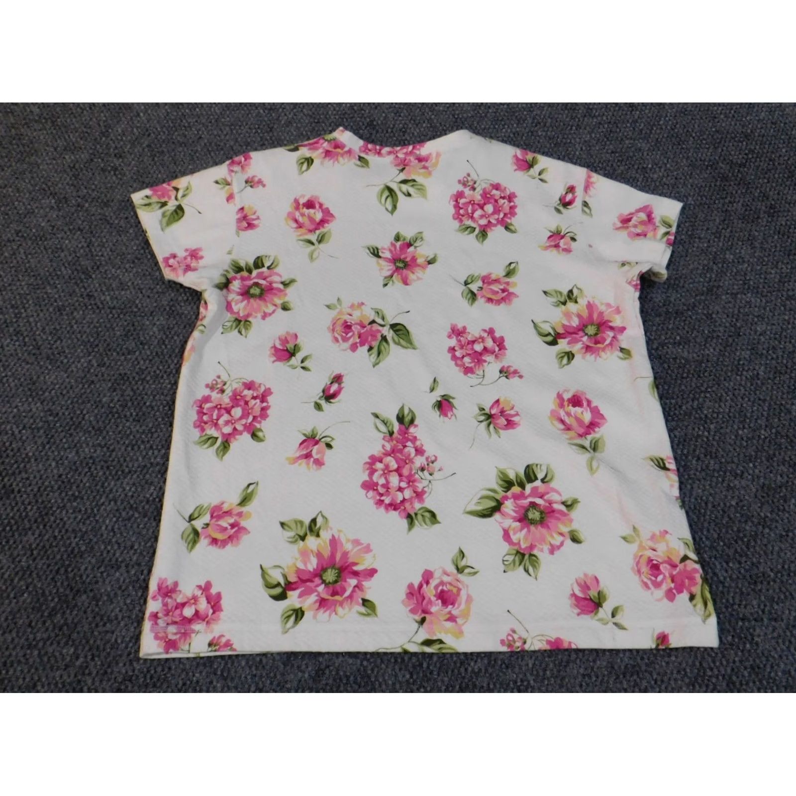 Jones New York Jones New York top Womens L Cotton Floral crew neck pullover Casual Pink / White Short Sleeve Non-Iron Regular Fit Size L / US 10 / IT 46 - 7 Thumbnail
