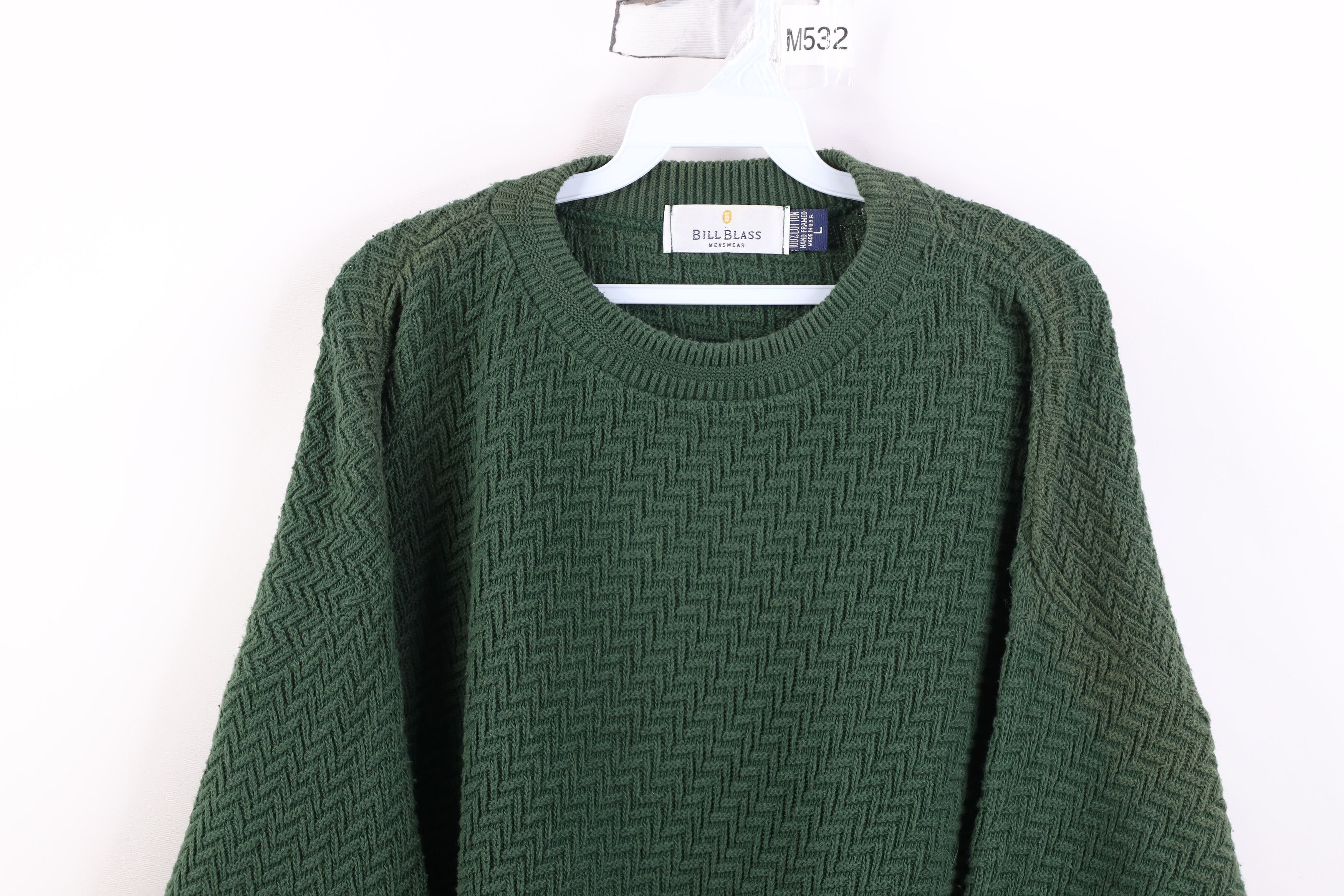 Vintage Vintage 90s Streetwear Cotton Zig Zag Knit Sweater Green USA Size US L / EU 52-54 / 3 - 2 Thumbnail