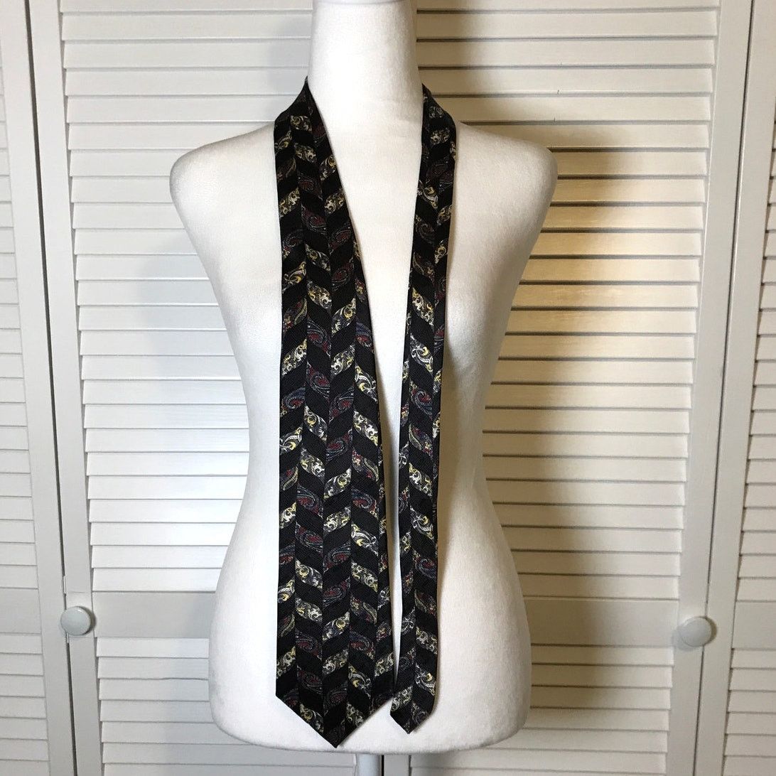 Stafford Stafford Executive Black Silk Paisley Short Wide Men Necktie Size ONE SIZE - 2 Thumbnail