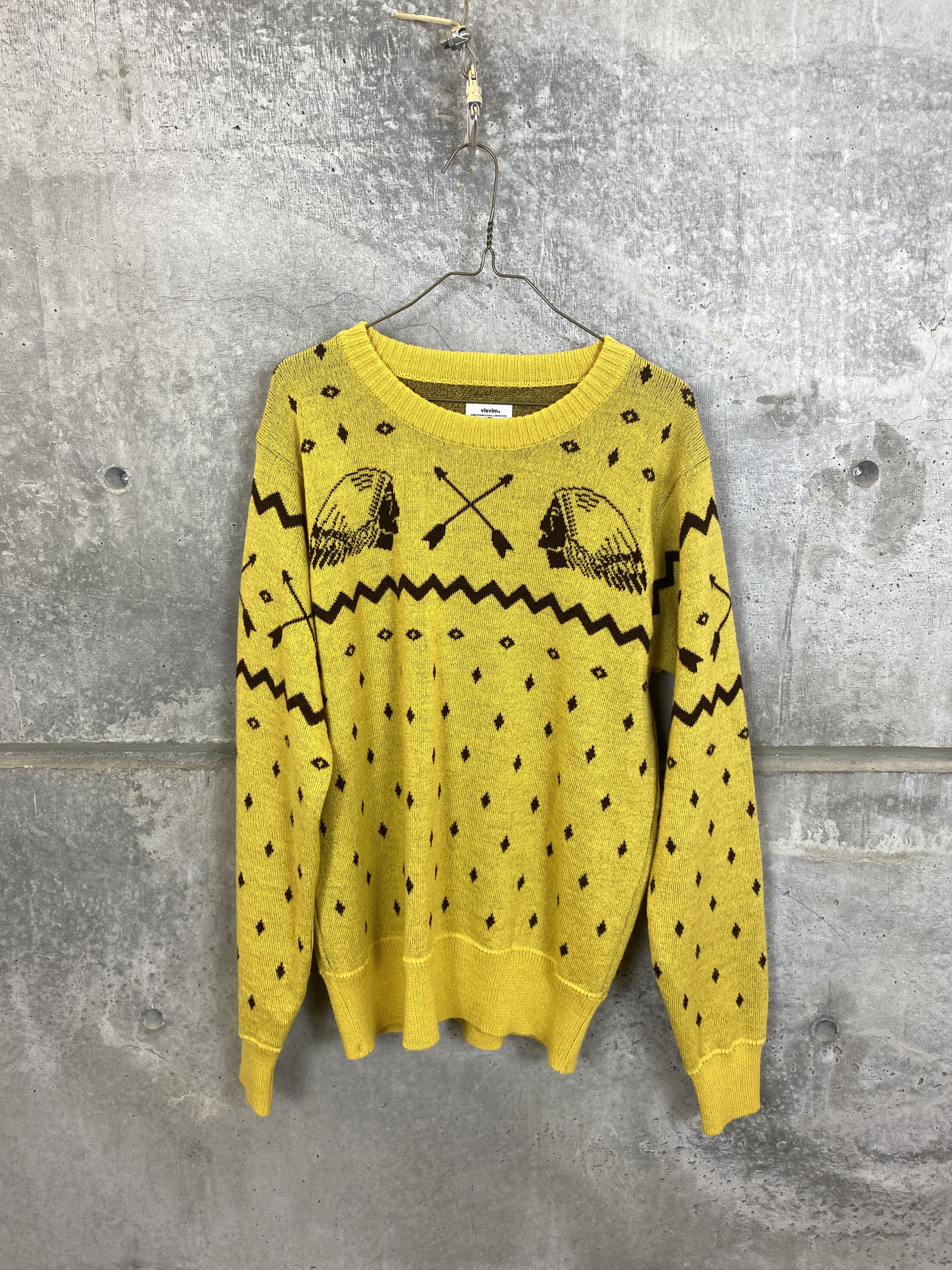 Visvim Sweater Native Native Jacquard Knit Dark Green Cream