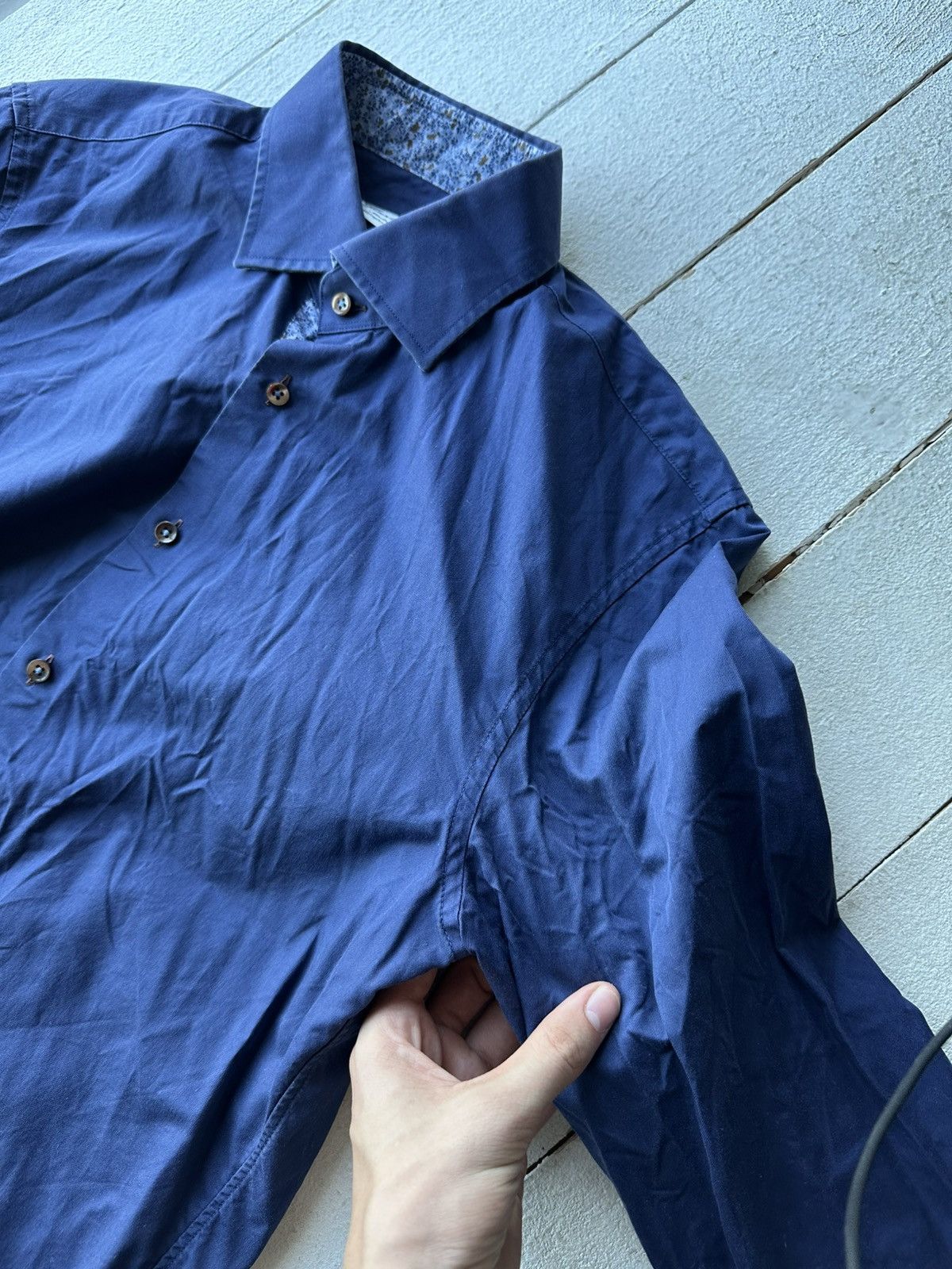 Strenstroms 🚨Stenstroms Men 15 1/2 39 M Casual Shirt blue luxury flowers Size US M / EU 48-50 / 2 - 8 Thumbnail