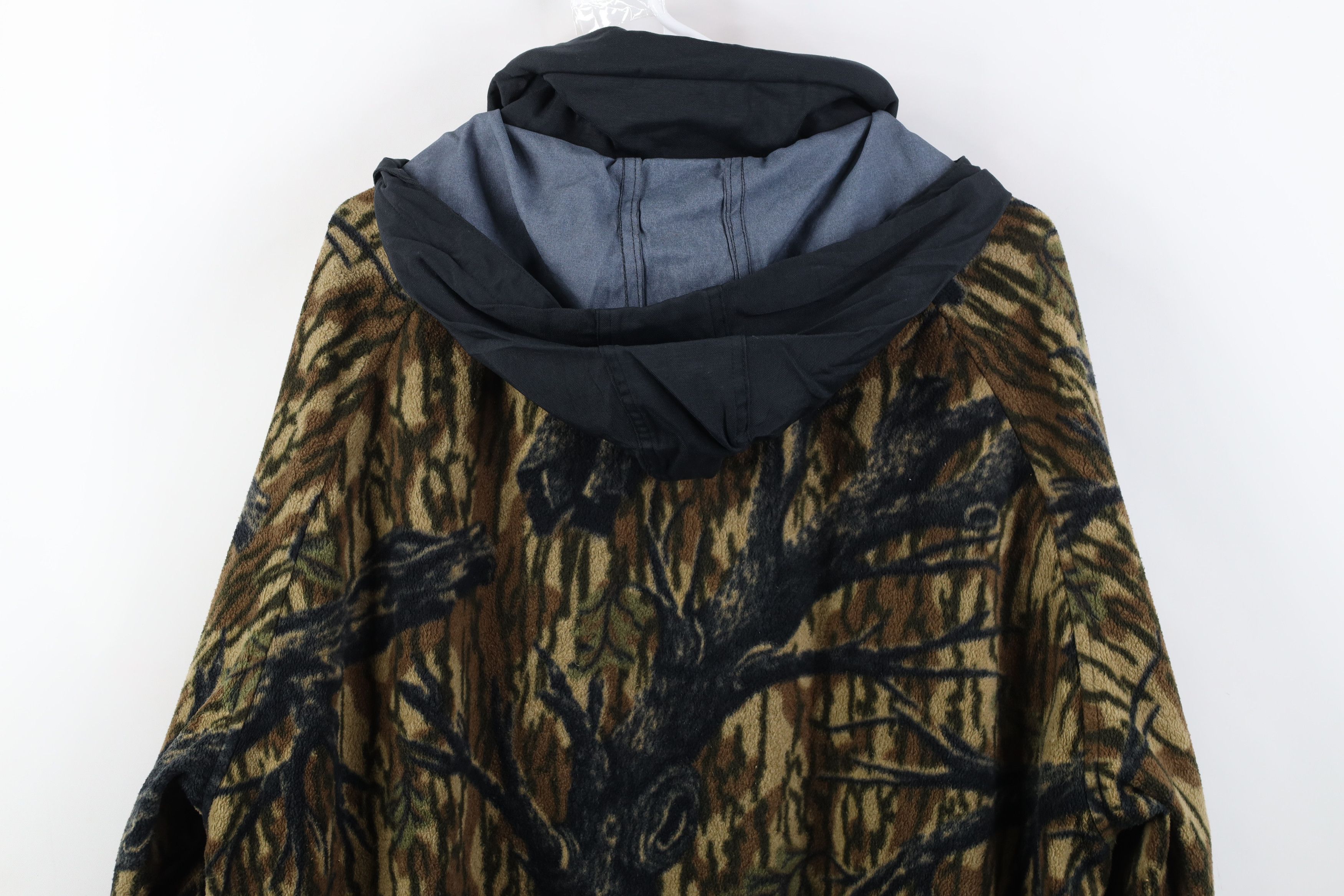 Vintage Vintage 90s Streetwear Camouflage Fleece Hooded Zip Jacket Size US XL / EU 56 / 4 - 14 Thumbnail