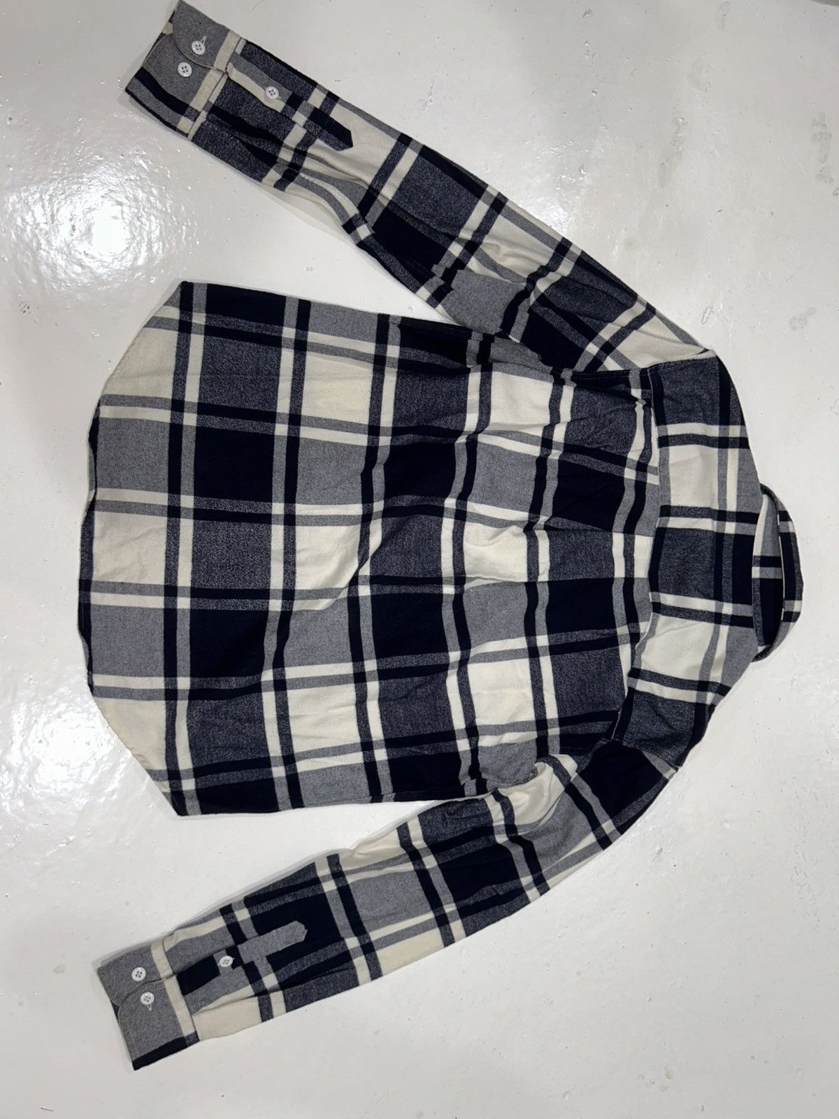 Noah Noah Navy & Cream Plaid Flannel Button-Up – Classic Fit Size US M / EU 48-50 / 2 - 2 Thumbnail