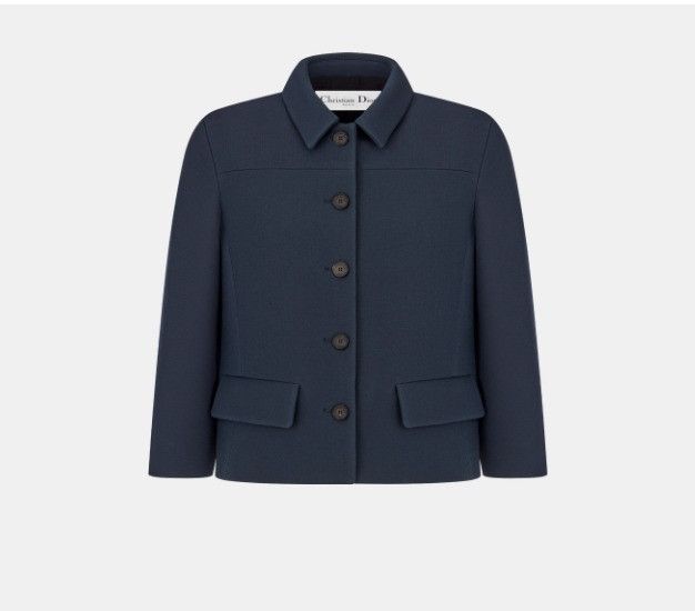 Dior o1w1db10425 221V07A1 Cropped Jacket in Navy Blue Size L / US 10 / IT 46 - 1 Thumbnail