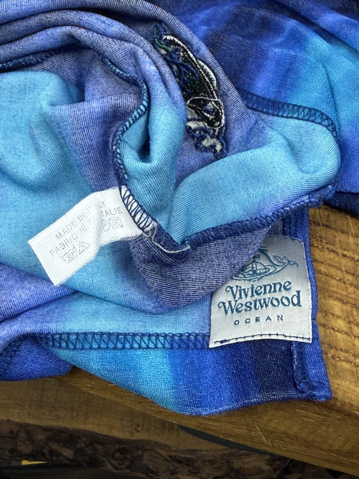 Vivienne Westwood 90s Vintage Vivienne Westwood Ocean Striped Rayon T-Shirt Size US M / EU 48-50 / 2 - 10 Thumbnail