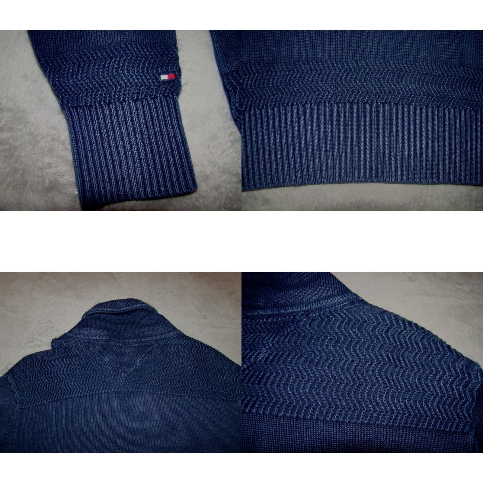 Tommy Hilfiger VINTAGE Tommy Hilfiger Mens M Sweater Garment Dyed Navy Cowl Neck One Button Knit Pullover Size US M / EU 48-50 / 2 - 8 Thumbnail