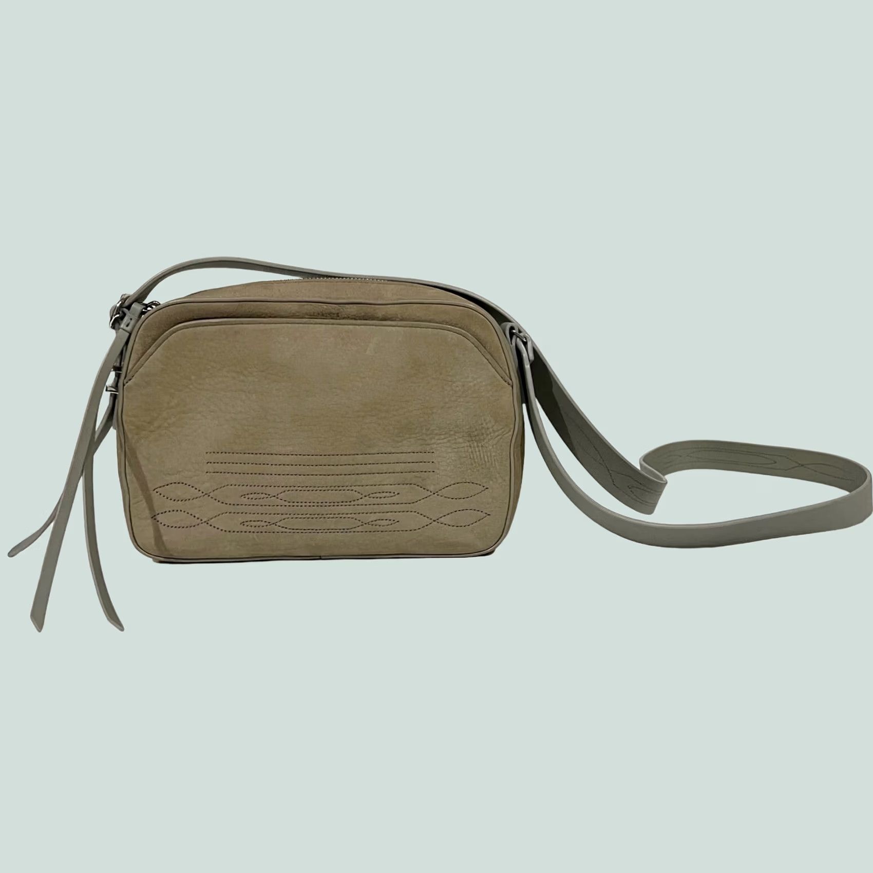 Allsaints All Saints Cooper Crossbody Bag Leather Taupe Gray Stitching Camera Purse Women XS? Size ONE SIZE - 1 Thumbnail