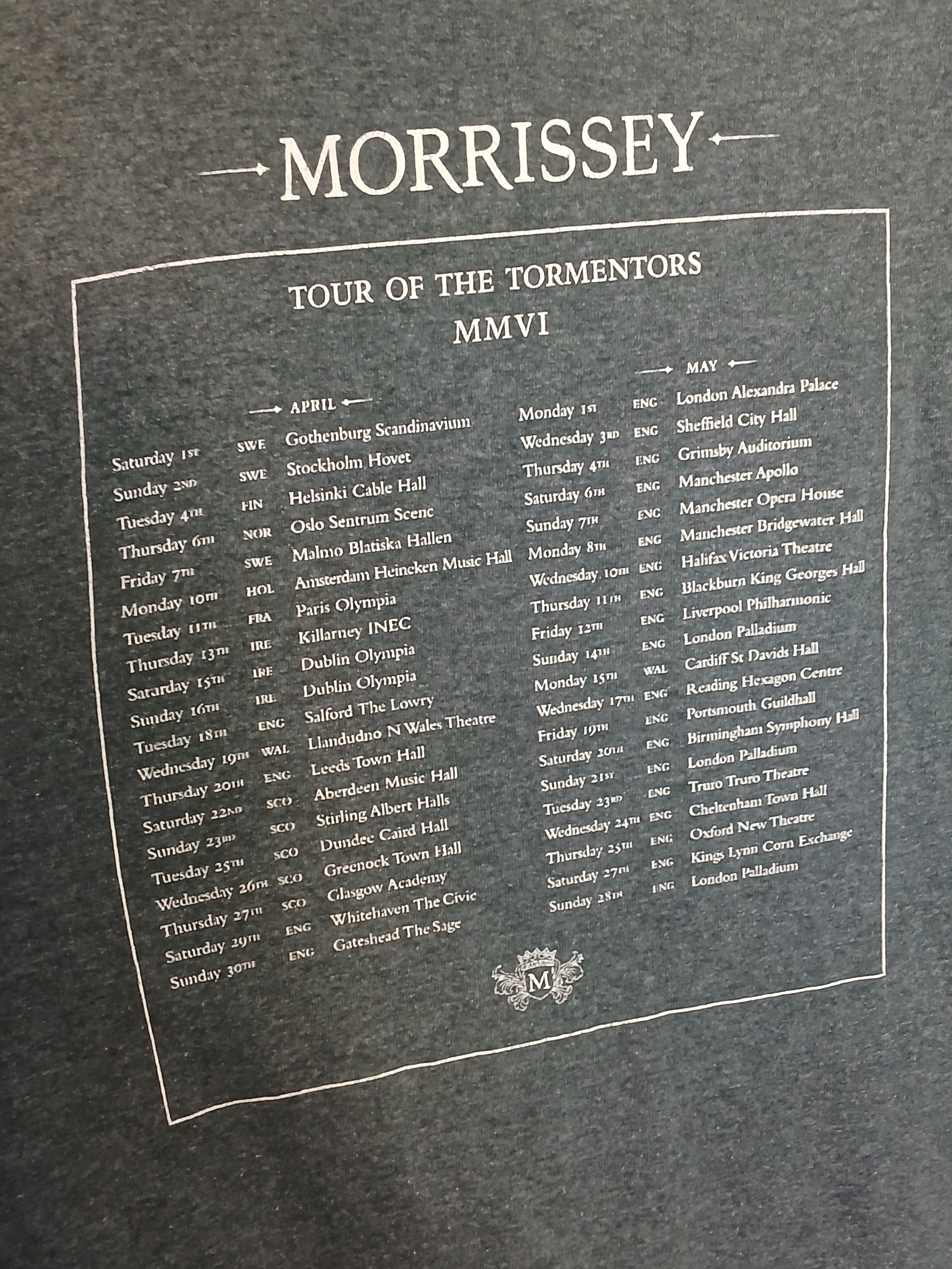Band Tees Vintage Morrisey Tour Of The Tormentors T-Shirt Size US XL / EU 56 / 4 - 4 Thumbnail