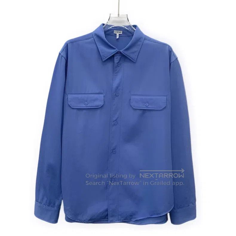 Loewe Dark Blue Wool Notched Collar Single-Breasted Long S