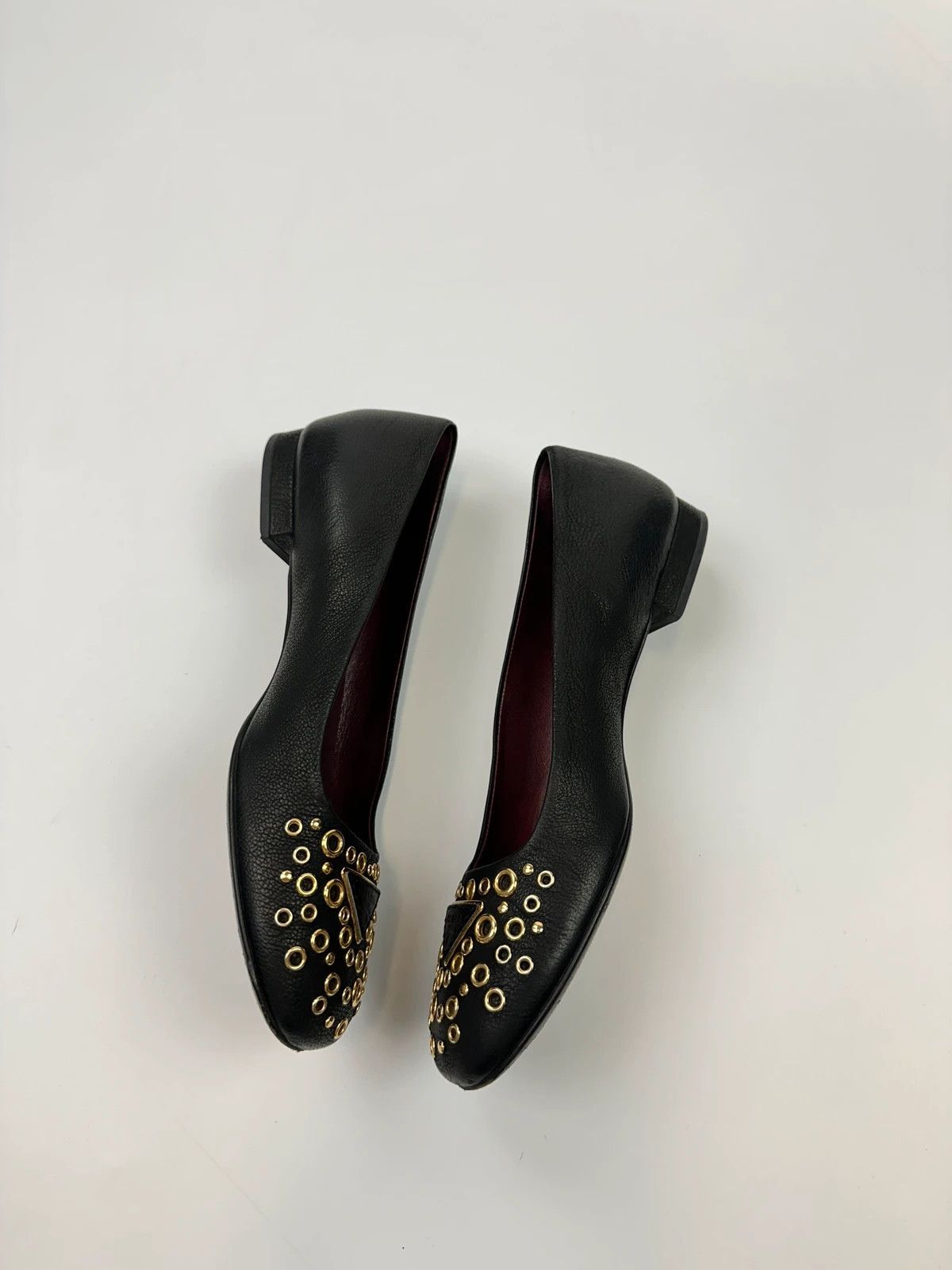 Prada Prada Milano Black Grained Leather With Gold Eyelet Loafer Size US 6 / IT 36 - 10 Thumbnail