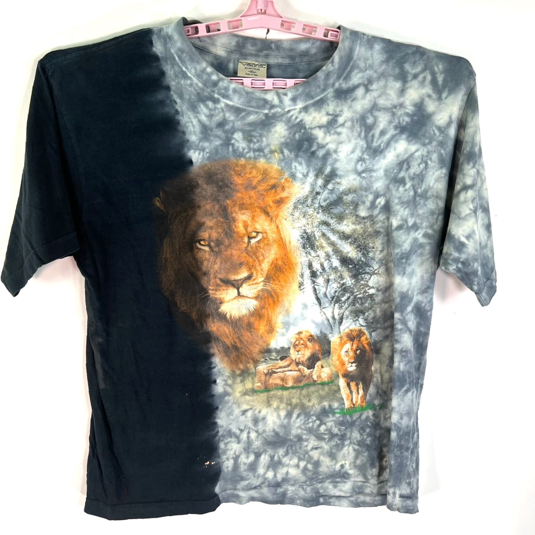 Vintage Visions Lion Shirt Mens XL Black Tie Dye Animals Lion Faces 90s Africa Logos Size US XL / EU 56 / 4 - 7 Thumbnail