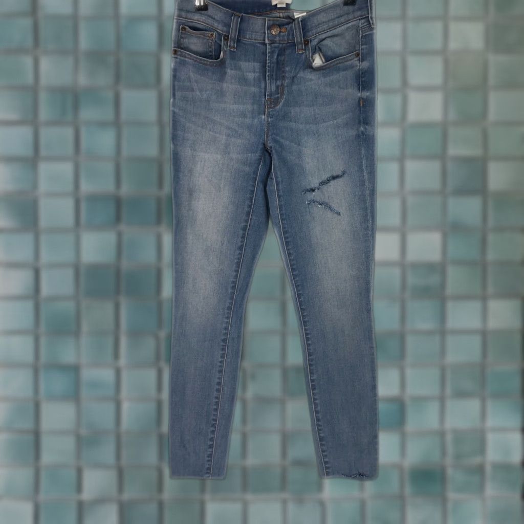 J.Crew J.Crew Jeans Womens Low Rise Skinny Leg Stretch Distressed Blue Denim Size 25/28 Vintage Size 42" / US 20 - 1 Thumbnail