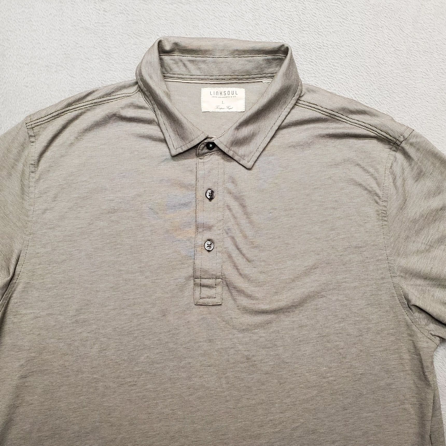 Vintage Linksoul Shirt Men L Green Striped Polo 100% Cotton Golf Short Sleeve Polo Shirt Men L Green Striped Casual Golf Size US L / EU 52-54 / 3 - 2 Thumbnail