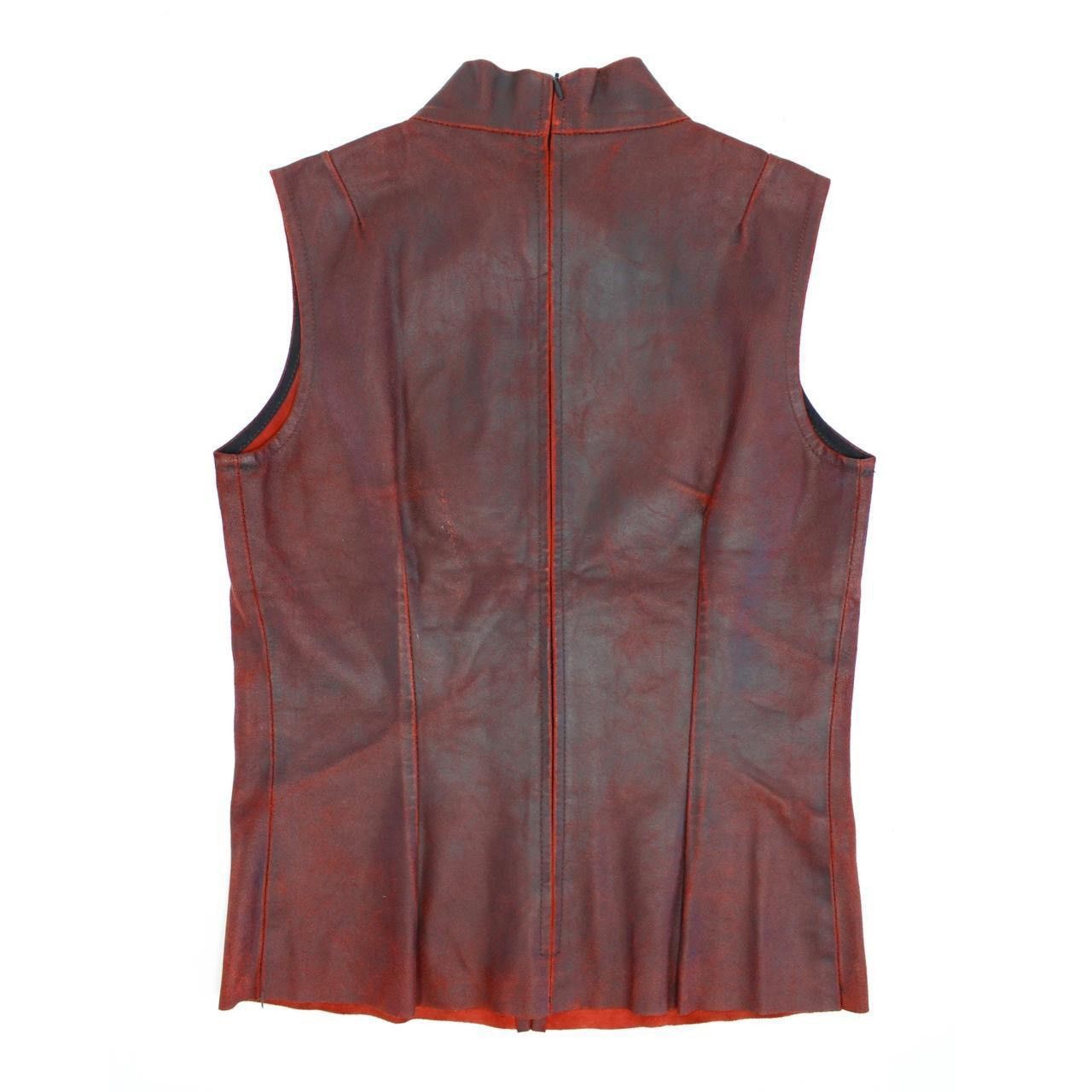Ann Demeulemeester ANN DEMEULEMEESTER RED PAINTED LEATHER TOP Size S / US 4 / IT 40 - 2 Thumbnail