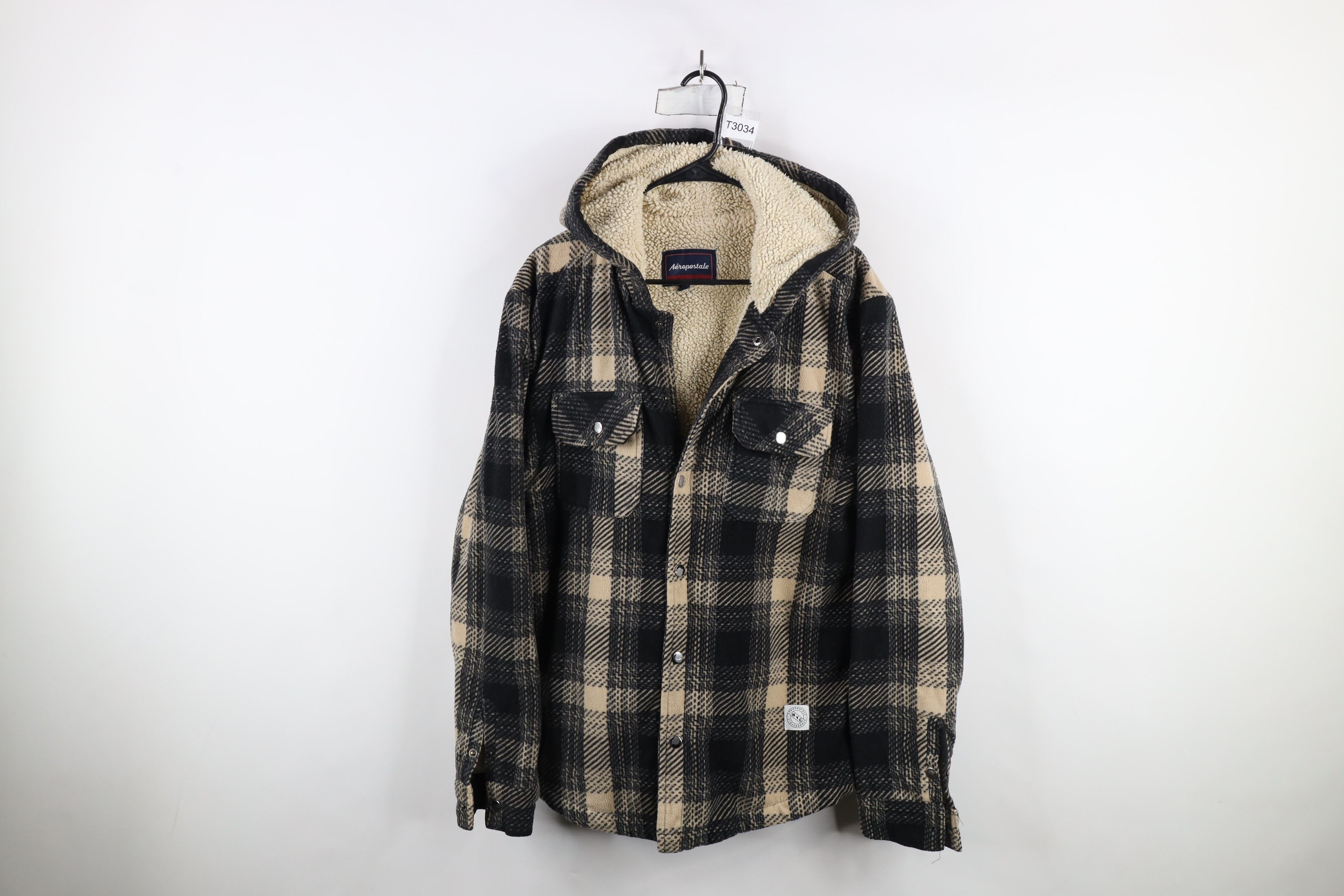 Aeropostale × Vintage Vintage 90s Y2K Aeropostale Fleece Lined Hooded Shirt Jacket Size US L / EU 52-54 / 3 - 1 Thumbnail