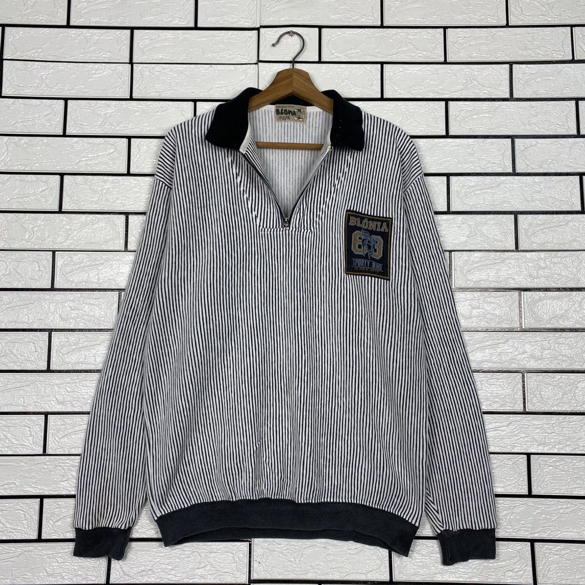 Japanese Brand Half Zipper Sweatshirt Striped Design Blonia Papa Cartoon Size US M / EU 48-50 / 2 - 9 Thumbnail