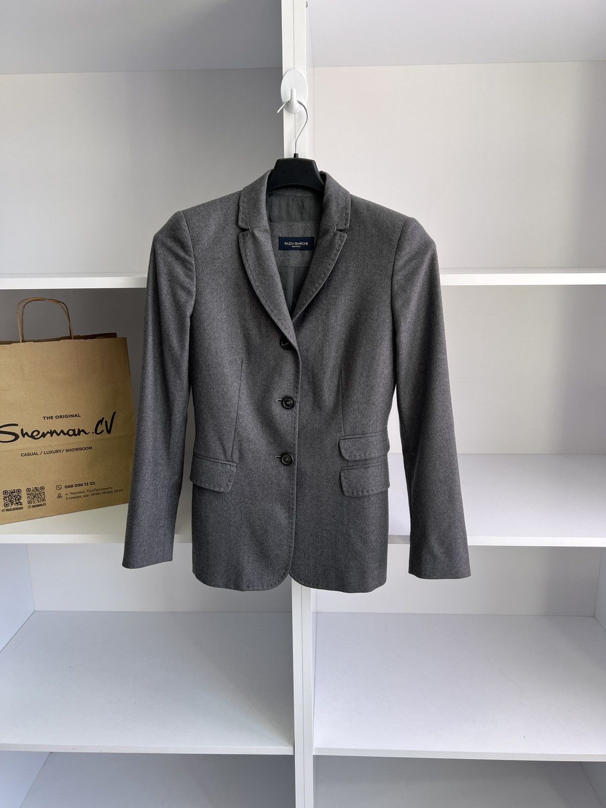 Designer × Piazza Sempione × Vintage Vintage Piazza Sempione Women's Gray Blazer Size S / US 4 / IT 40 - 3 Thumbnail