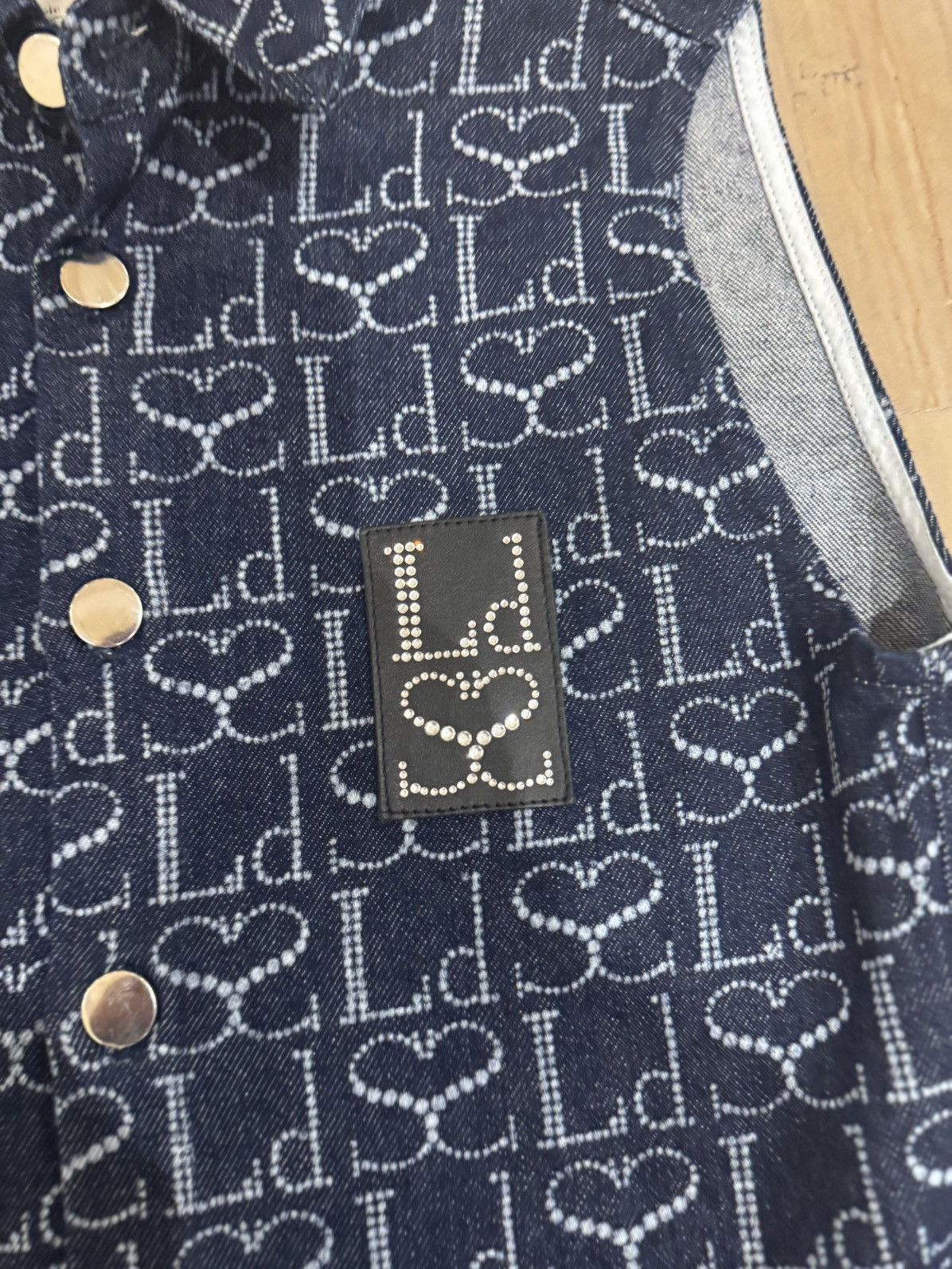 Ludovic De Saint Sernin Monogram Sleeveless Cotton Denim Shirt Size US XS / EU 42 / 0 - 4 Thumbnail