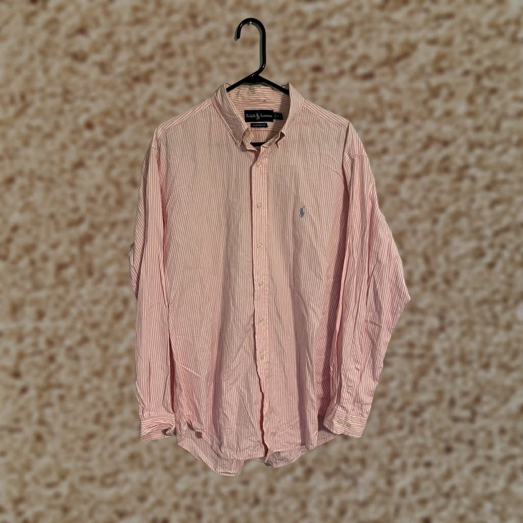 Polo Ralph Lauren Polo Ralph Lauren Shirt Pink Striped L/S Button Up Dress Shirt Men's L Size 42R - 1 Thumbnail