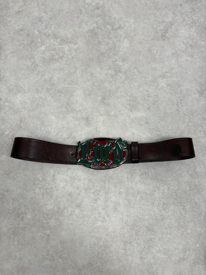 Dsquared2 Dsquared2 Lord Green Gothic Buckle Brown Leather Belt Size ONE SIZE - 3 Thumbnail
