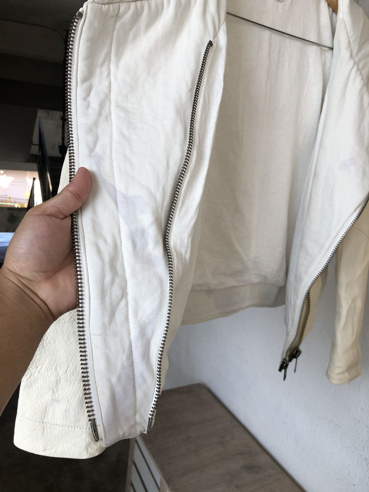 Helmut Lang Rare🔥 Helmut Lang Distressed Half Leather Jacket Hoodie Size S / US 4 / IT 40 - 10 Thumbnail