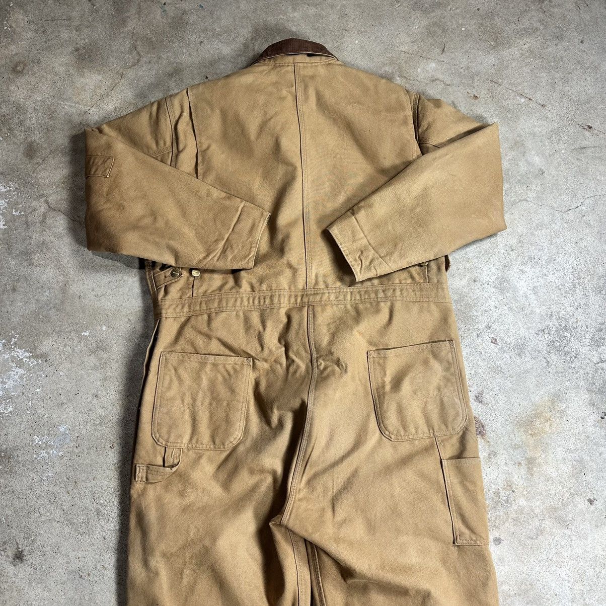 Carhartt Vintage 90s Made in USA Tan Carhartt Quilt Lined Coveralls Size US 40 / EU 56 - 13 Thumbnail