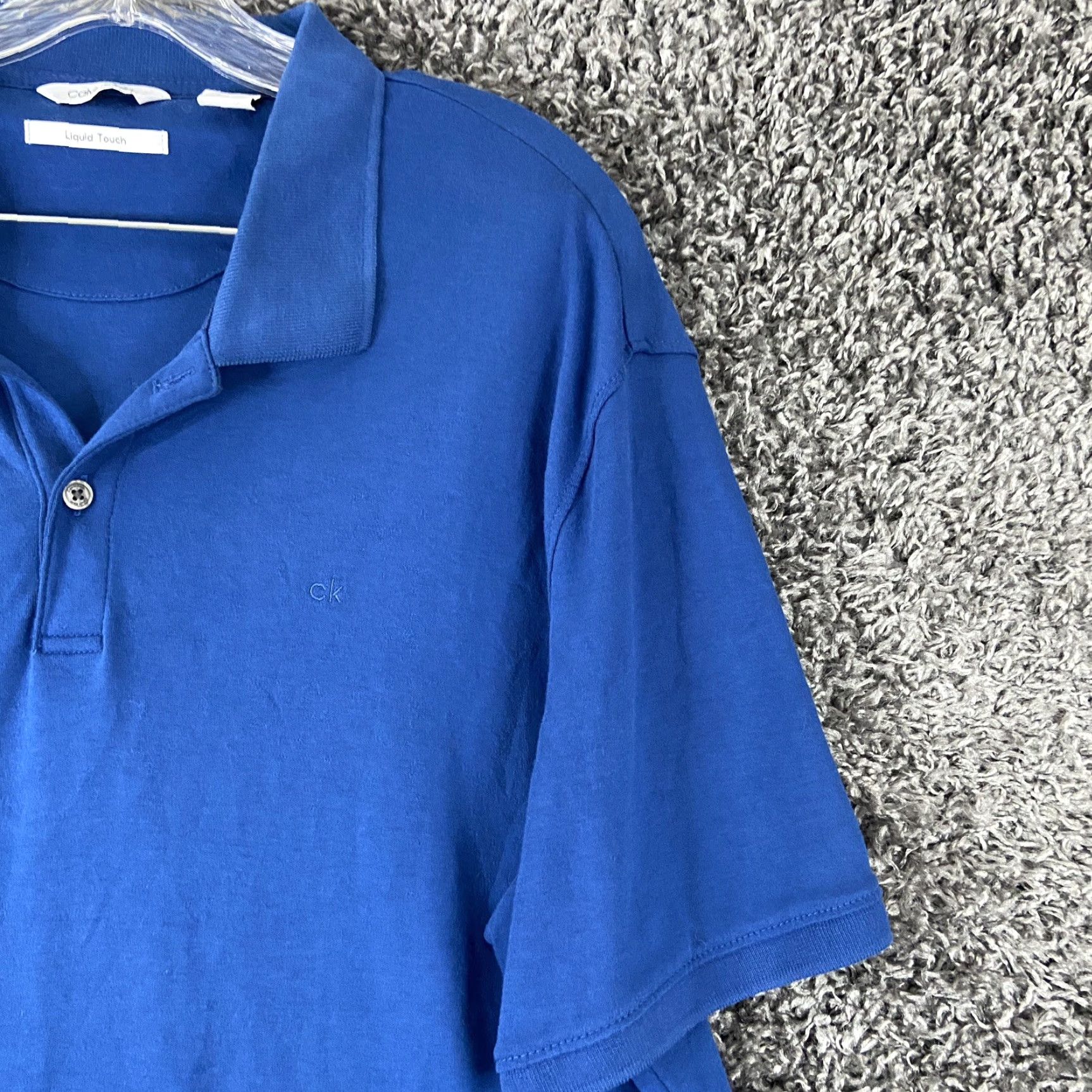 Calvin Klein CALVIN KLEIN Liquid Touch Polo Men’s Short Sleeve L Blue Solid Size US L / EU 52-54 / 3 - 3 Thumbnail