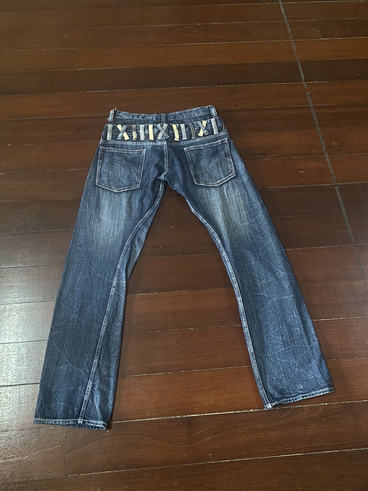 Japanese Brand FIRE DOMINATE HANDCRAFT DOUBLE WAIST FLARE JEANS HONEY COMB Size US 33 - 10 Thumbnail