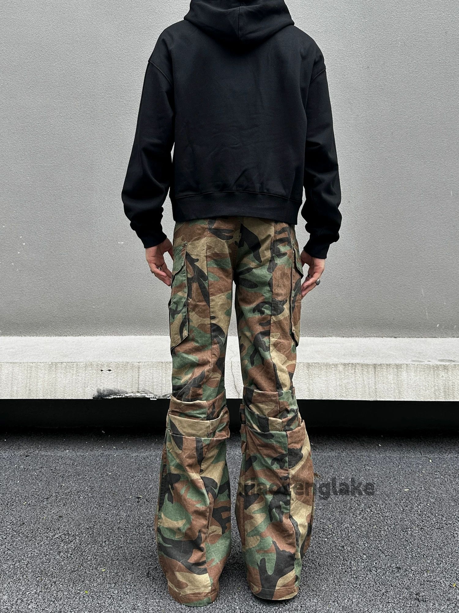 Designer Unisex outdoor utility punk hiphop yuppie flared camo pants Size US 32 / EU 48 - 3 Thumbnail