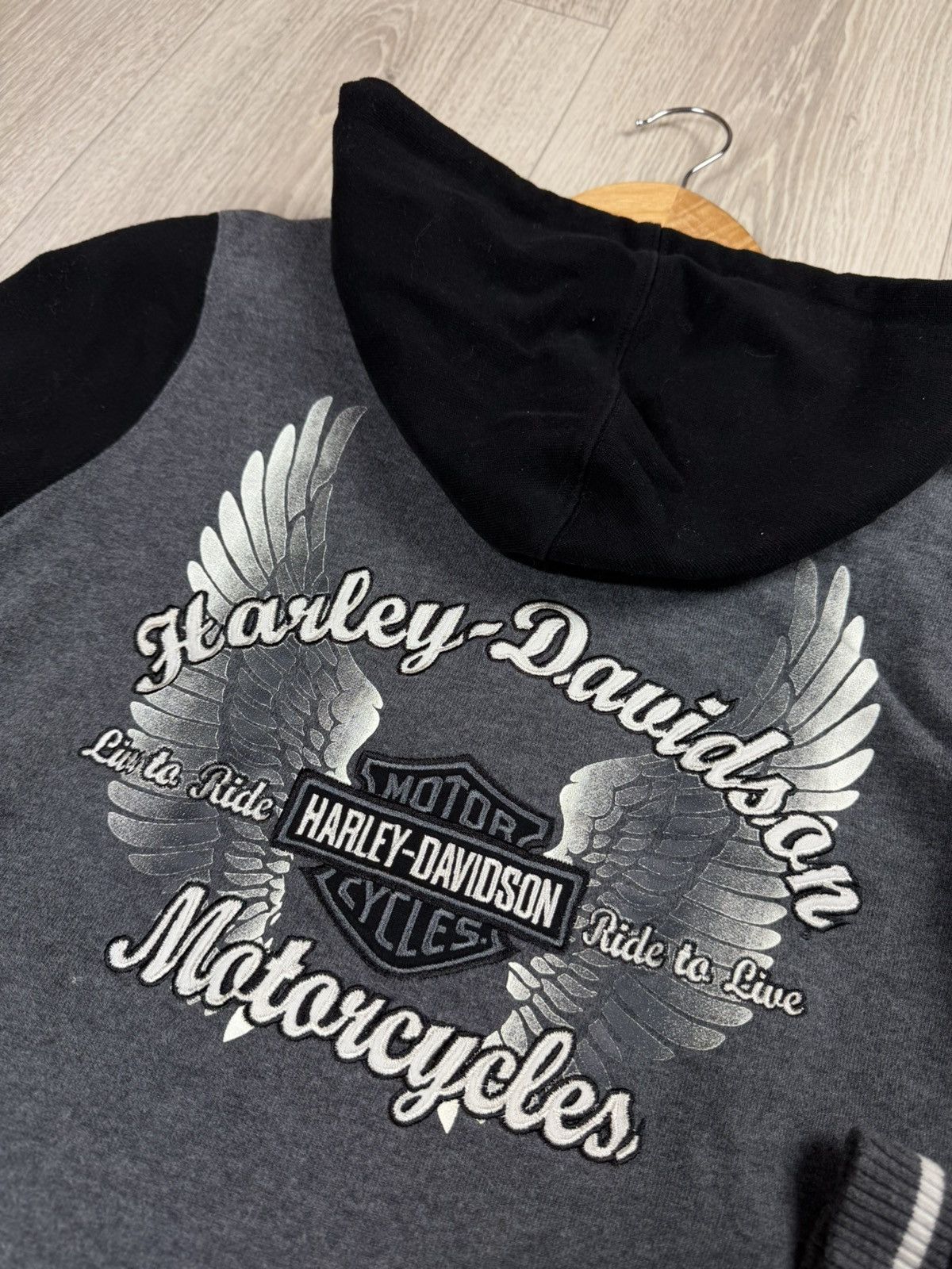 Harley Davidson HARLEY DAVIDSON Full Zip Up Gray Black Sweatshirt Hoodie Size M / US 6-8 / IT 42-44 - 13 Thumbnail