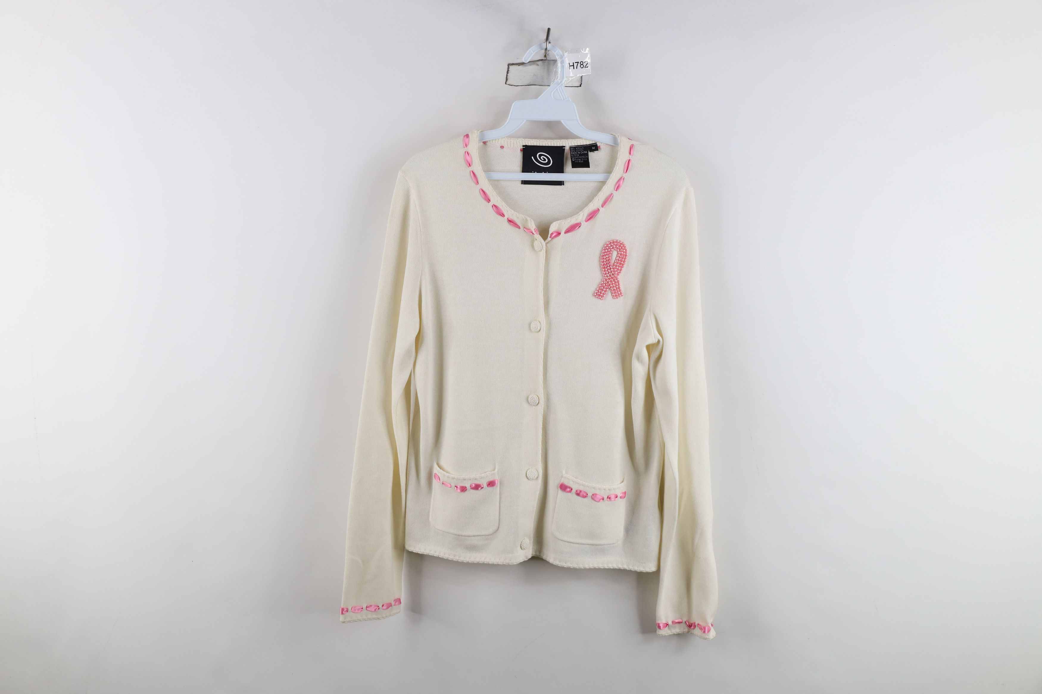 Vintage Vintage Y2K 2003 Michael Simon Cancer Knit Cardigan Sweater Size M / US 6-8 / IT 42-44 - 1 Thumbnail