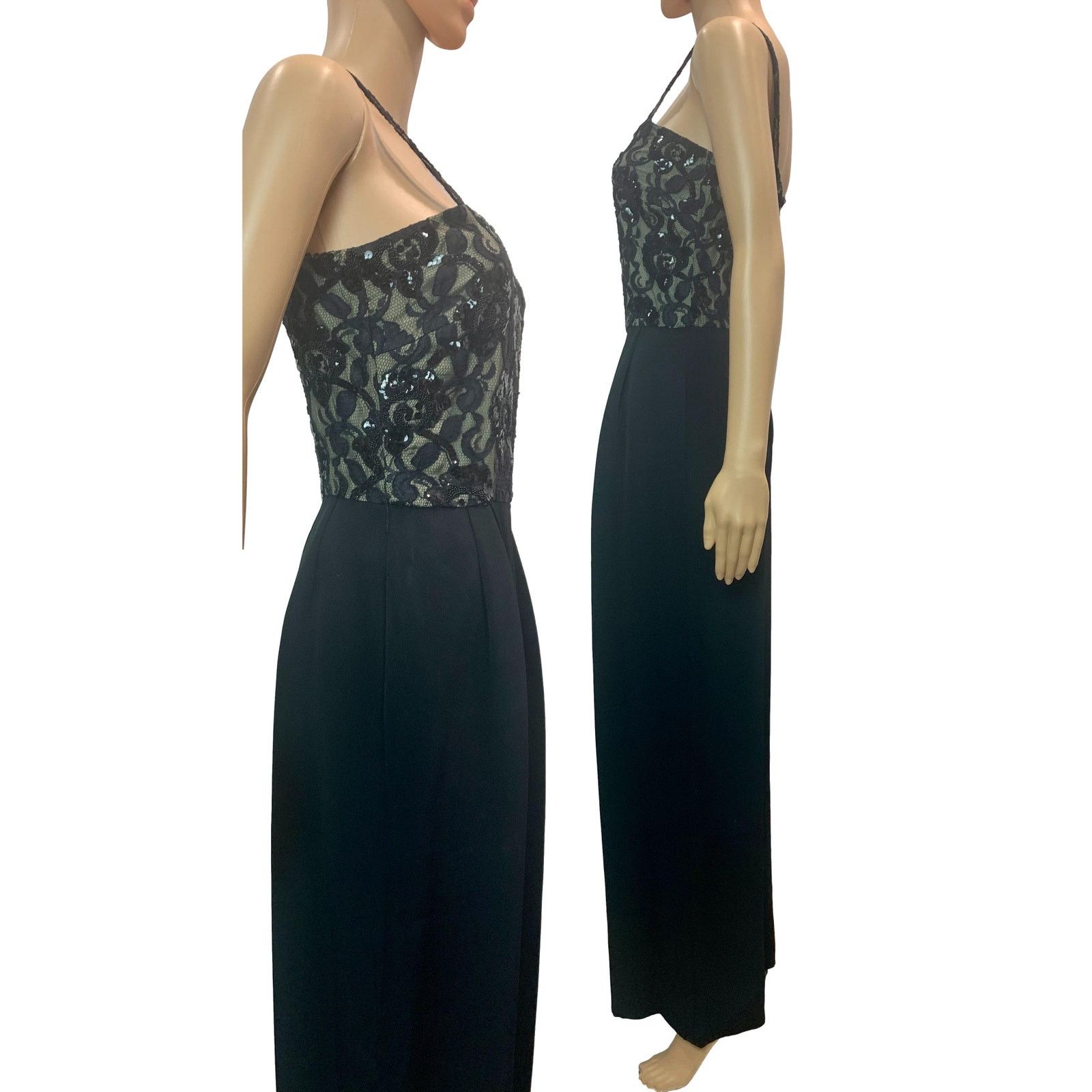 Vintage 80s Nolan Miller Black Jumpsuit Lace Beads and Sequins XS Size 27" / US 4 / IT 40 - 7 Thumbnail