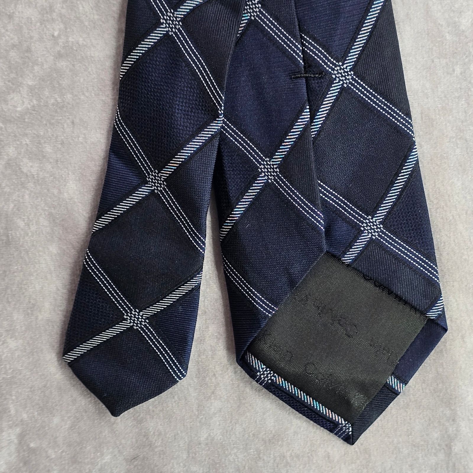 Calvin Klein Calvin Klein Blue Plaid Tartan 100% Silk Men's Neck Tie Size 30 - 6 Thumbnail