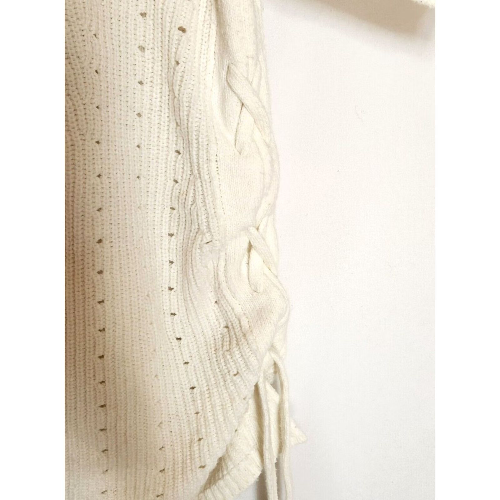 Talbots Talbots Women's XL Knit Sweater Pullover Cotton Blend Ivory Lace Up Sides Size XL / US 12-14 / IT 48-50 - 5 Thumbnail