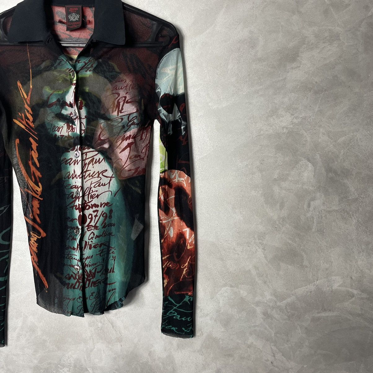 Jean Paul Gaultier FW1997 JPG Fight Racism Face Mesh Long Sleeve Shirt Size XS / US 0-2 / IT 36-38 - 10 Thumbnail