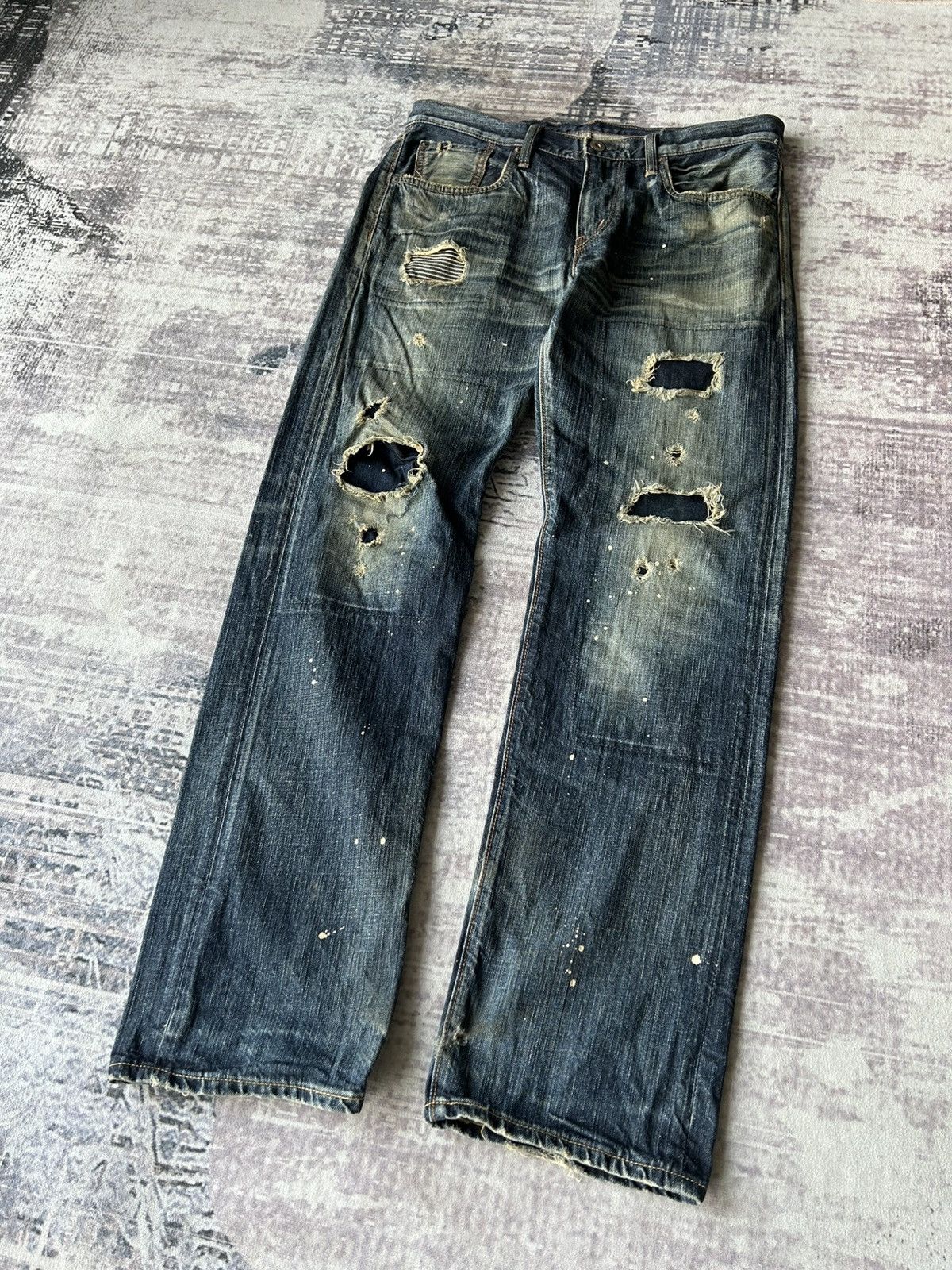 If Six Was Nine Punk Distressed Rockstar Edwin Jeans Size US 32 / EU 48 - 2 Thumbnail